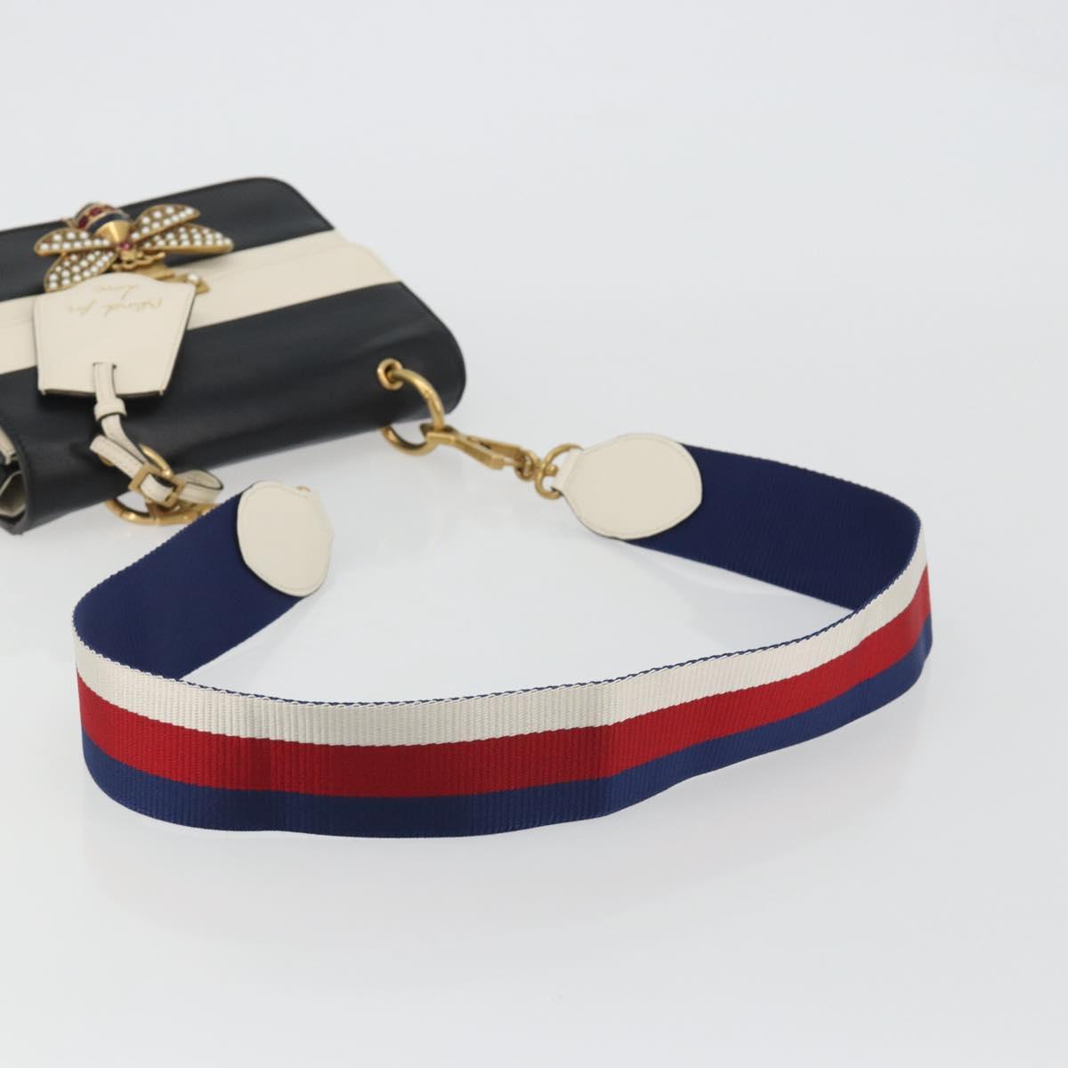 GUCCI Queen Margaret Bee Leather Outlet Black Gold 476542 Auth bs35819V