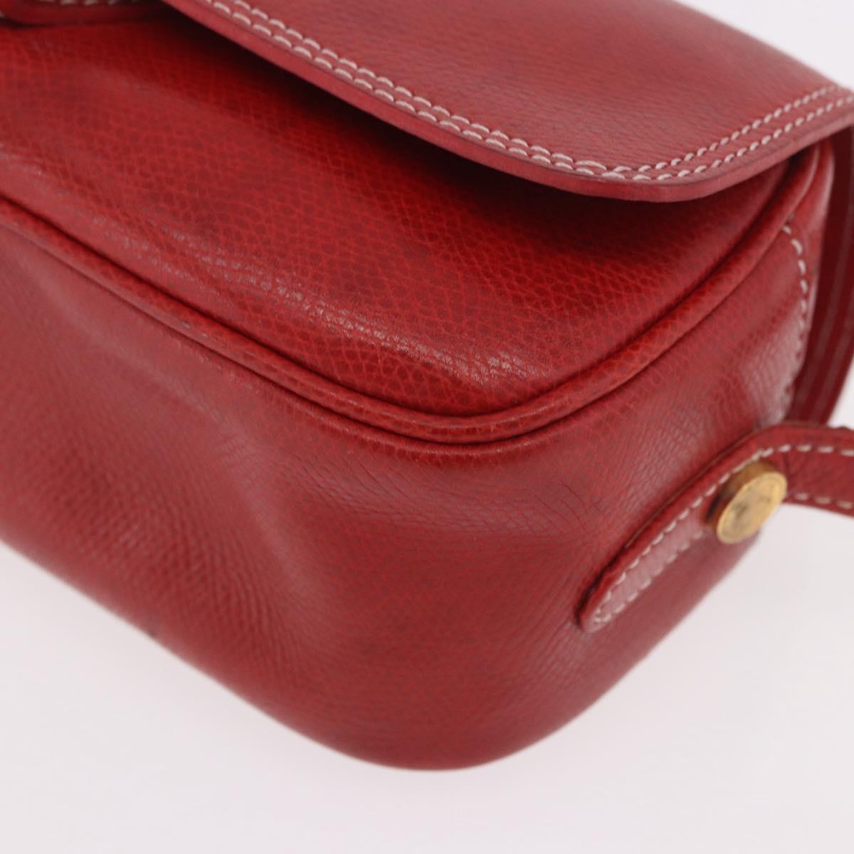 LOEWE Shoulder Bag Leather Red Gold Auth bs35822