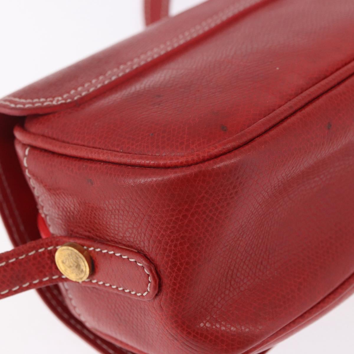 LOEWE Shoulder Bag Leather Red Gold Auth bs35822