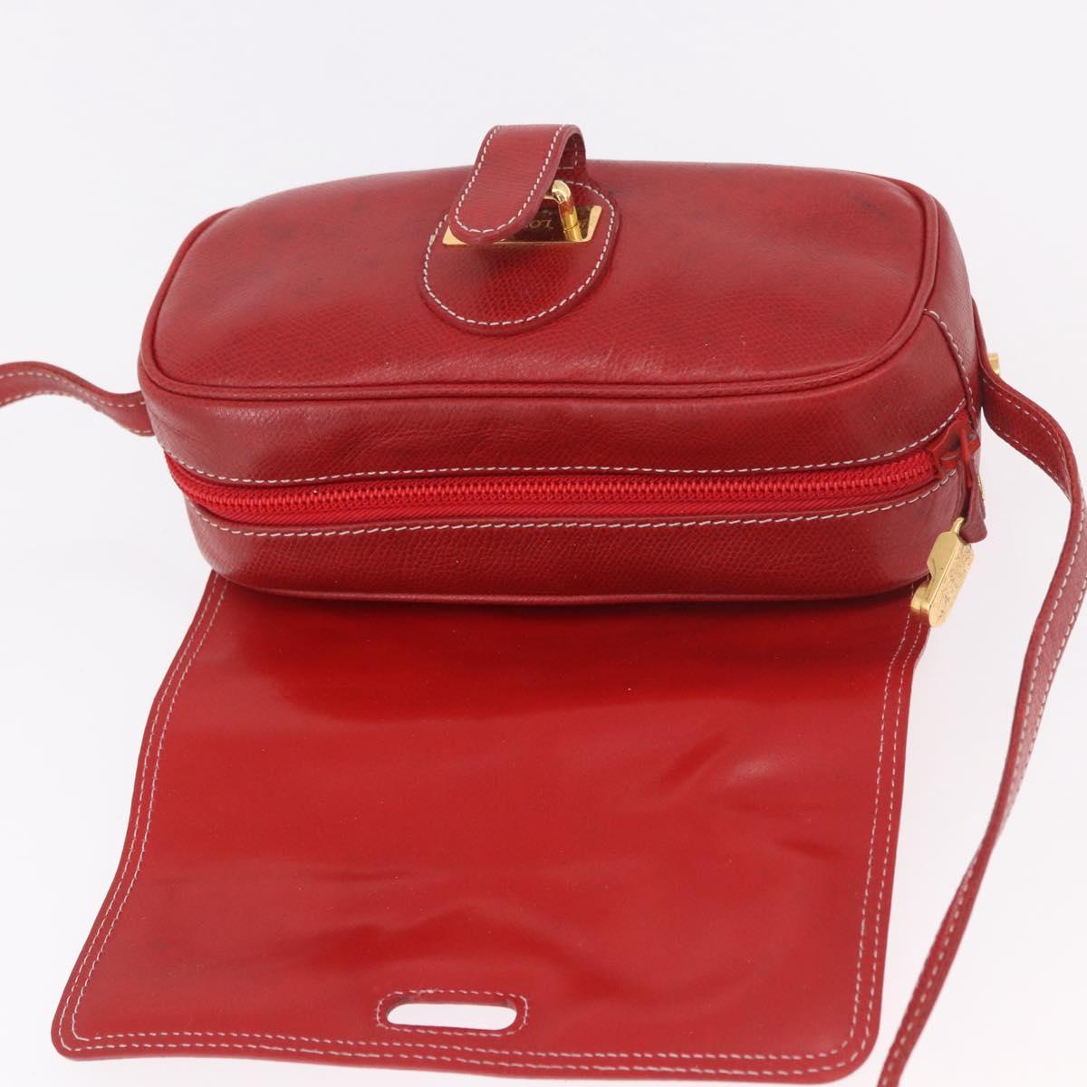 LOEWE Shoulder Bag Leather Red Gold Auth bs35822