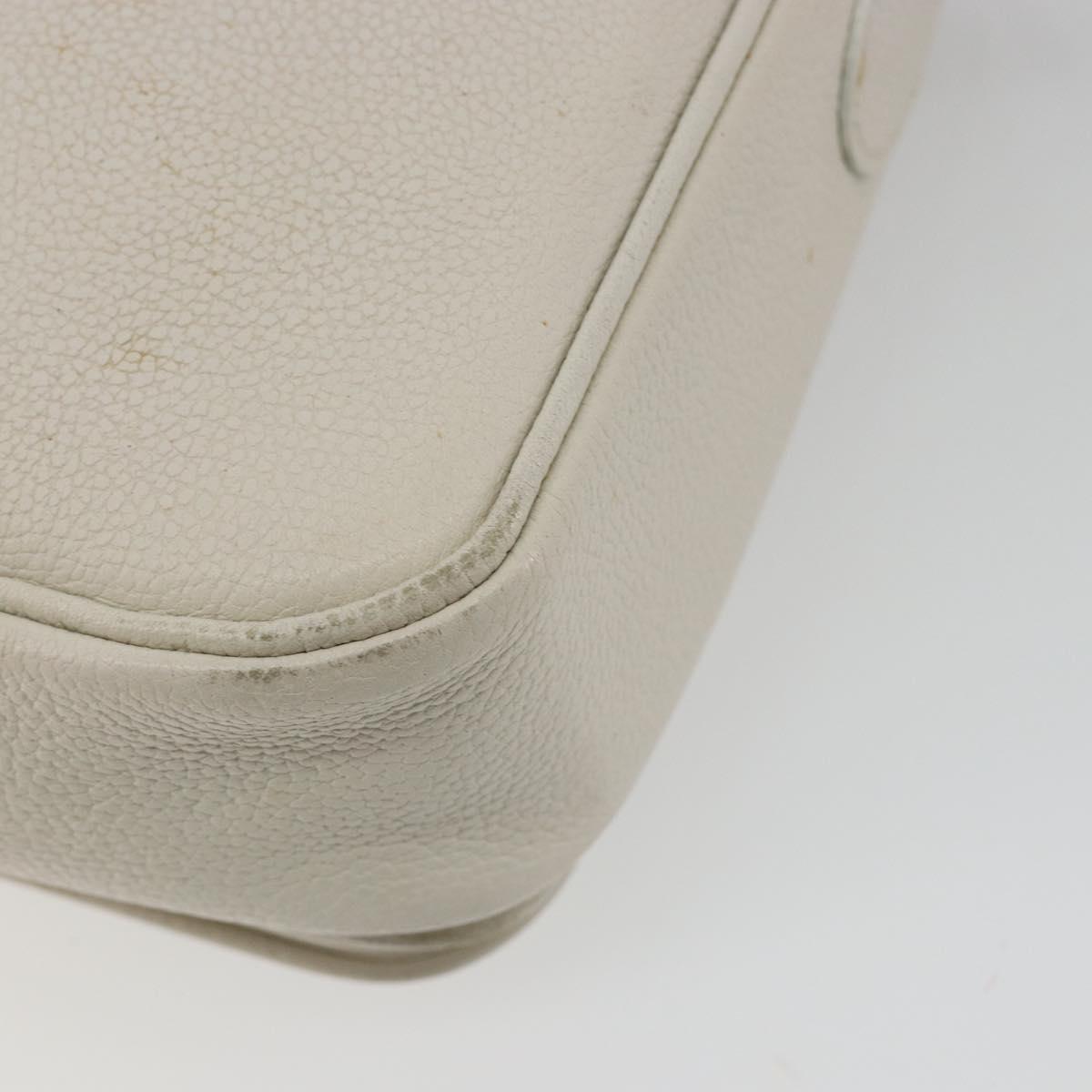 SAINT LAURENT Shoulder Bag Leather White Gold Auth bs35823