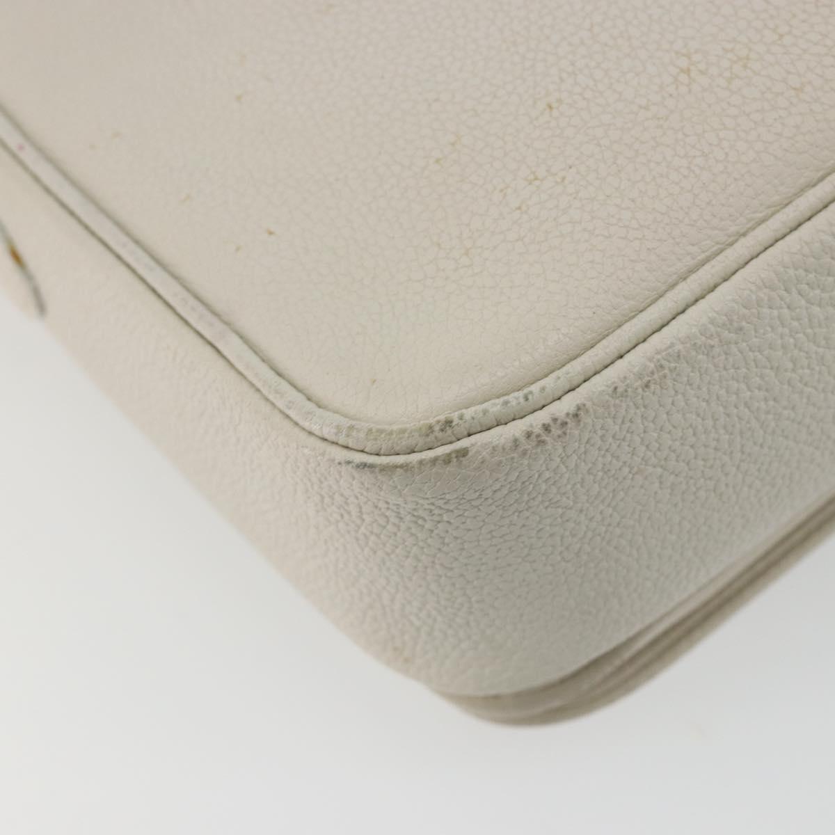 SAINT LAURENT Shoulder Bag Leather White Gold Auth bs35823
