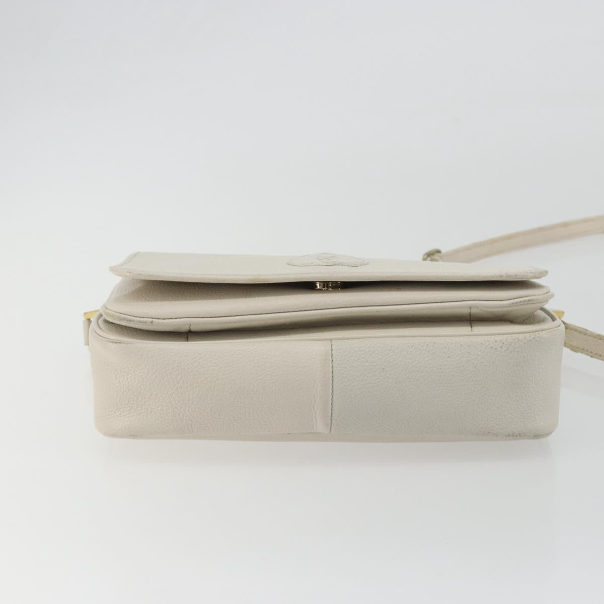 SAINT LAURENT Shoulder Bag Leather White Gold Auth bs35823