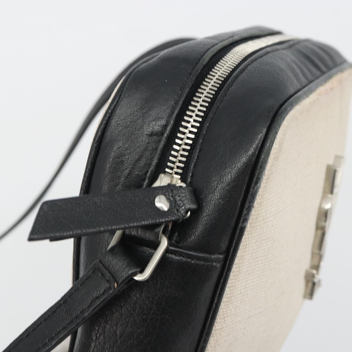 SAINT LAURENT Shoulder Bag Canvas Beige Silver 520534 Auth bs35824A