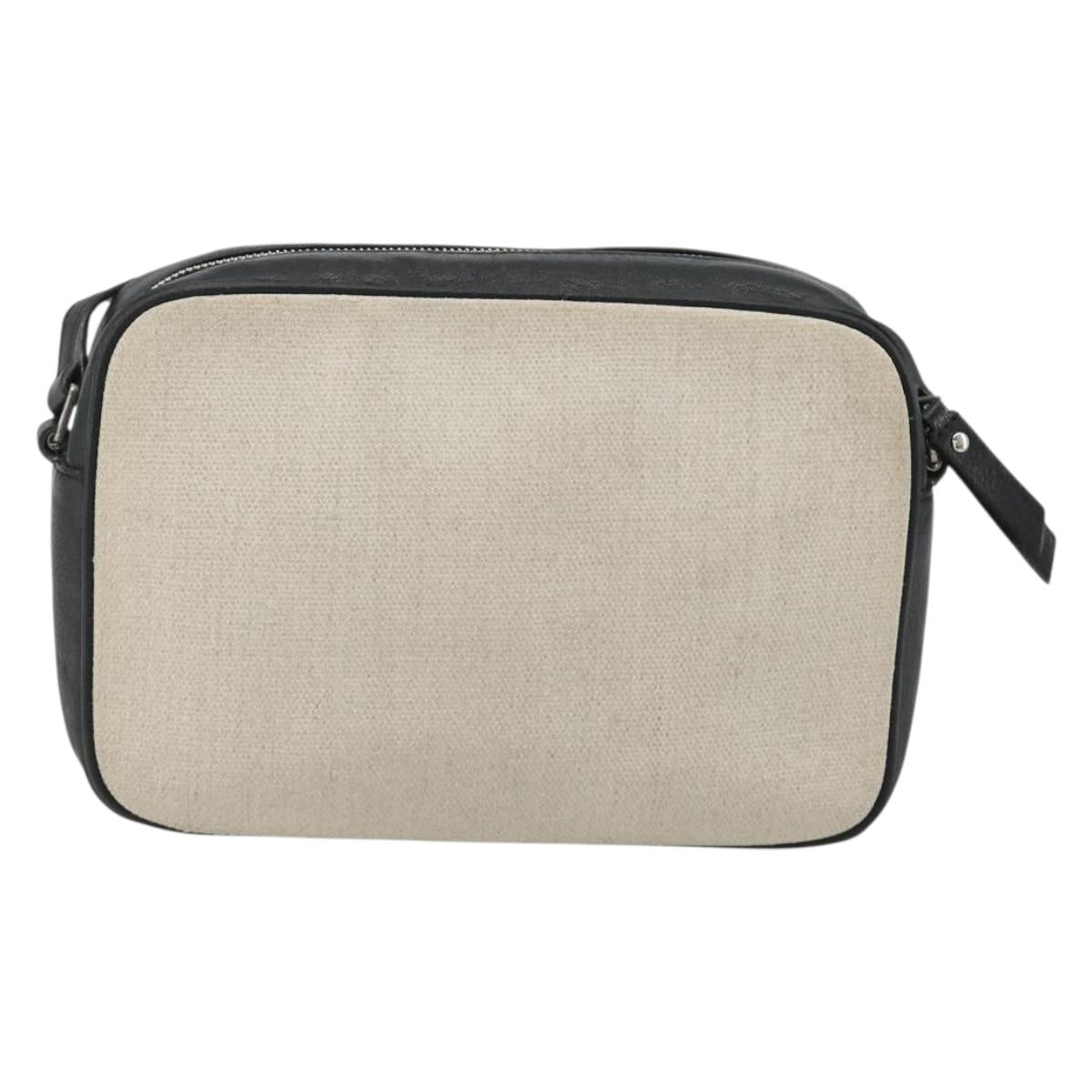 SAINT LAURENT Shoulder Bag Canvas Beige Silver 520534 Auth bs35824A