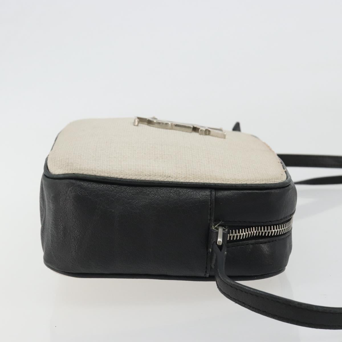 SAINT LAURENT Shoulder Bag Canvas Beige Silver 520534 Auth bs35824A