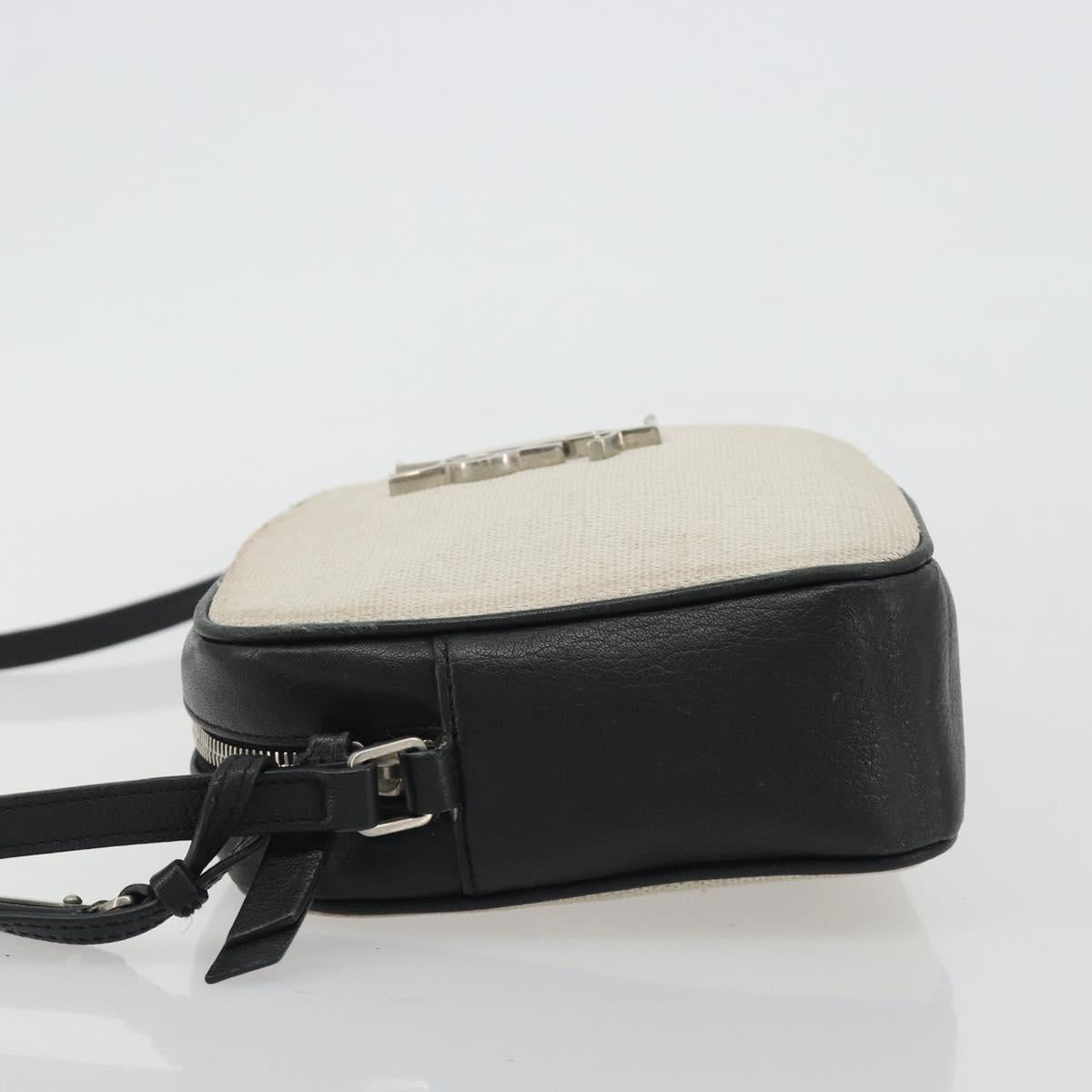 SAINT LAURENT Shoulder Bag Canvas Beige Silver 520534 Auth bs35824A