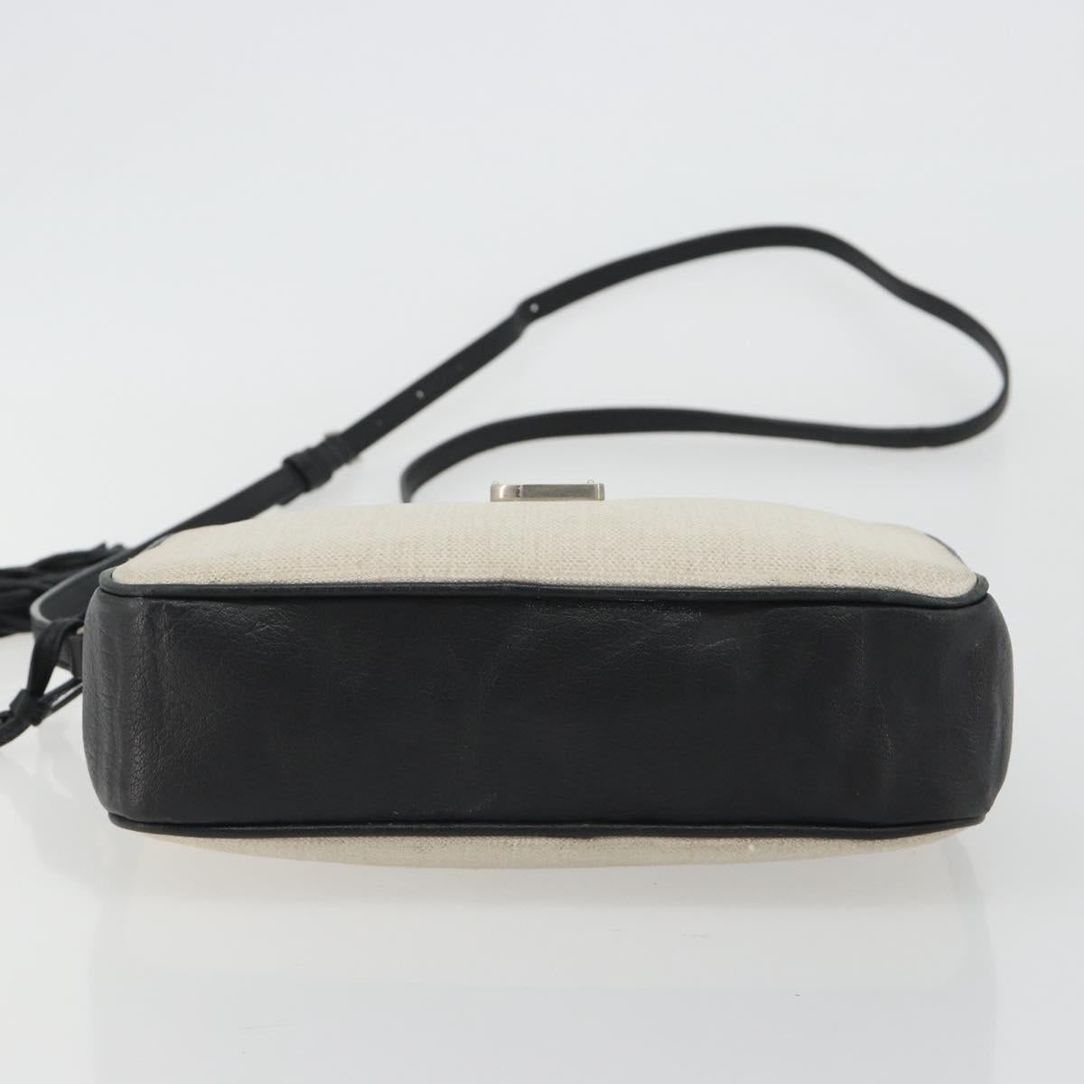 SAINT LAURENT Shoulder Bag Canvas Beige Silver 520534 Auth bs35824A