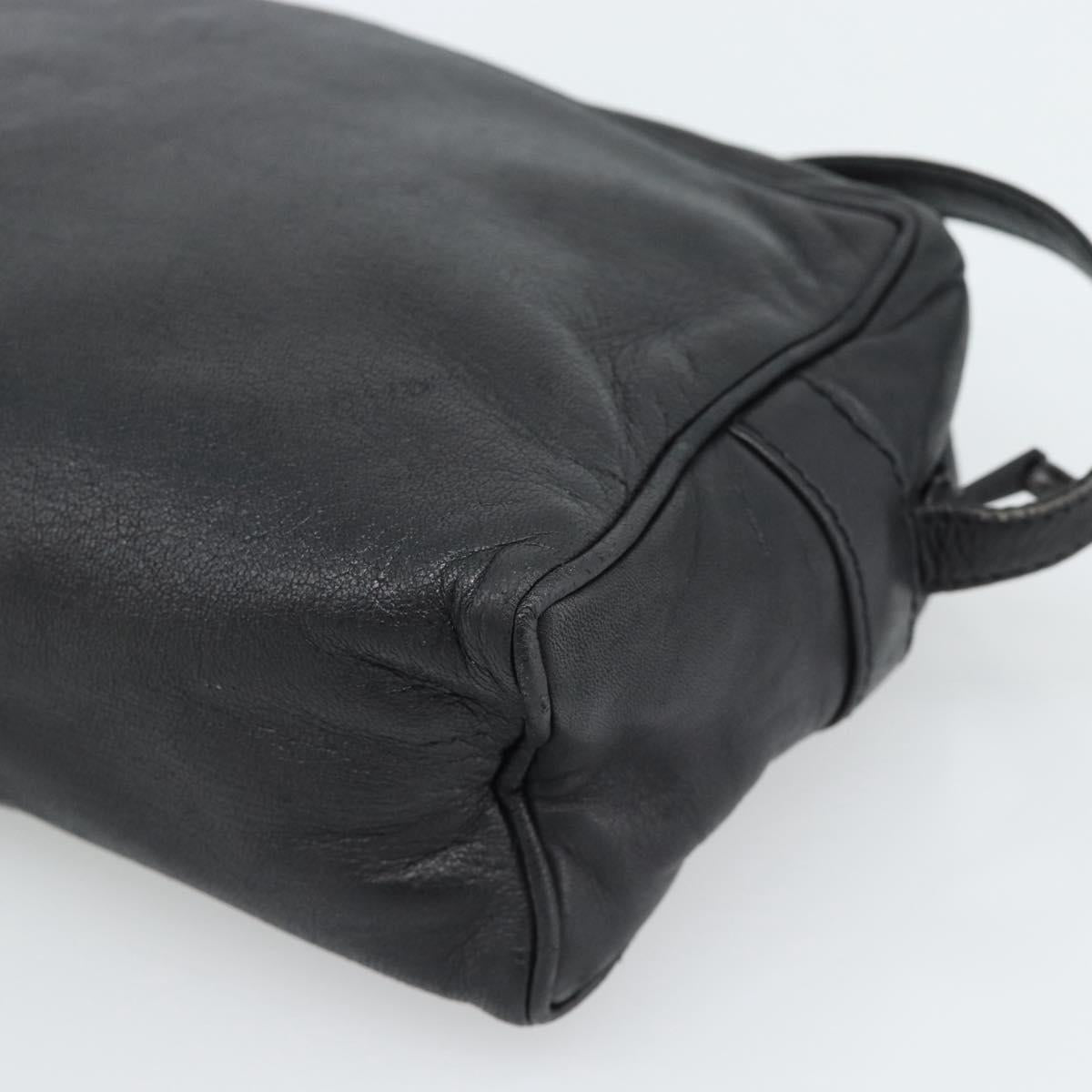 LOEWE Anagram Shoulder Bag Leather Black Gold Auth bs35825