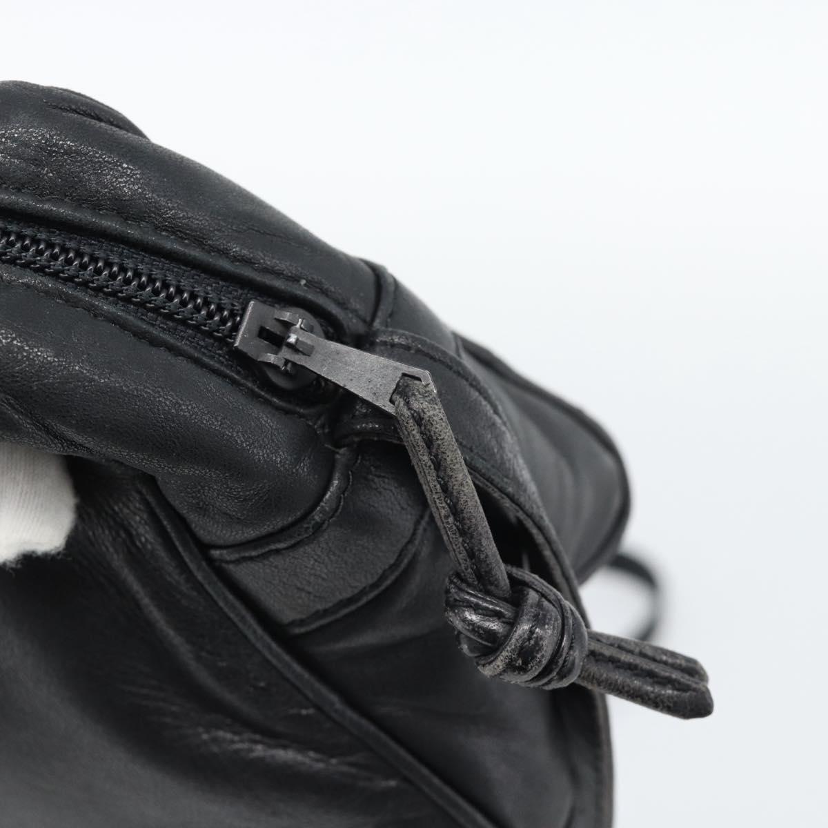 LOEWE Anagram Shoulder Bag Leather Black Gold Auth bs35825