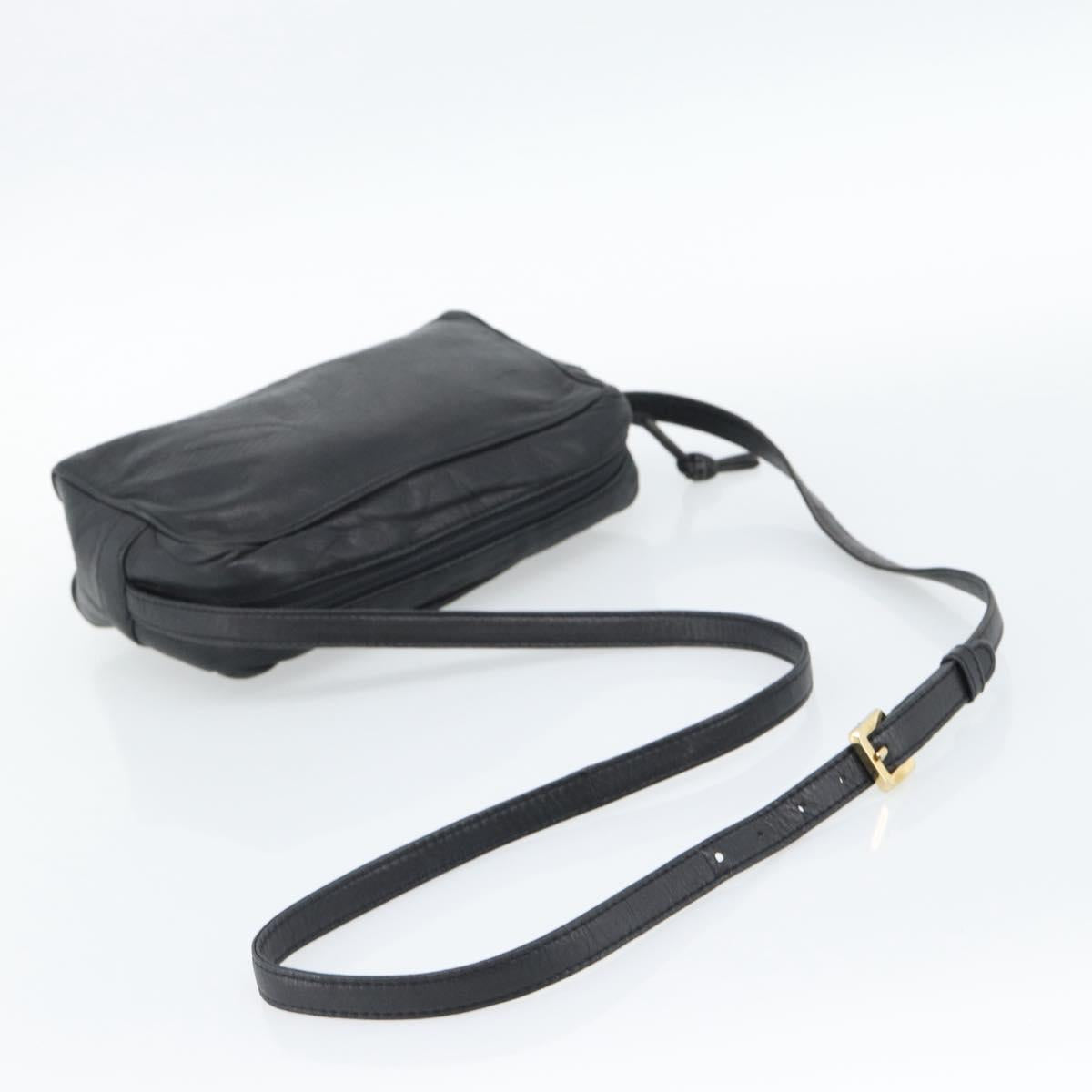 LOEWE Anagram Shoulder Bag Leather Black Gold Auth bs35825