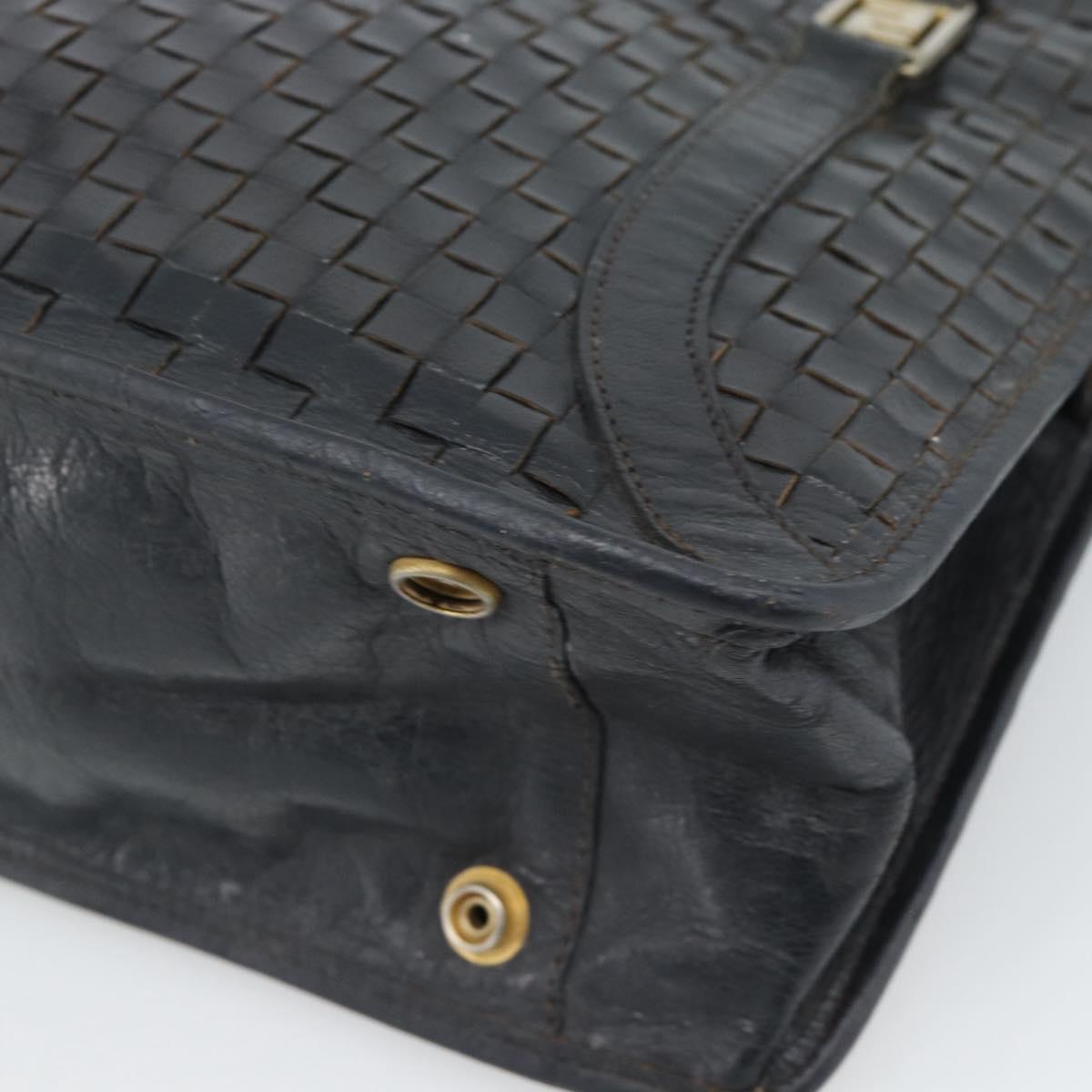 FENDI Shoulder Bag Leather Black Gold Auth bs35826