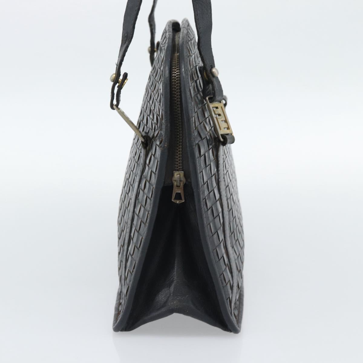 FENDI Shoulder Bag Leather Black Gold Auth bs35826