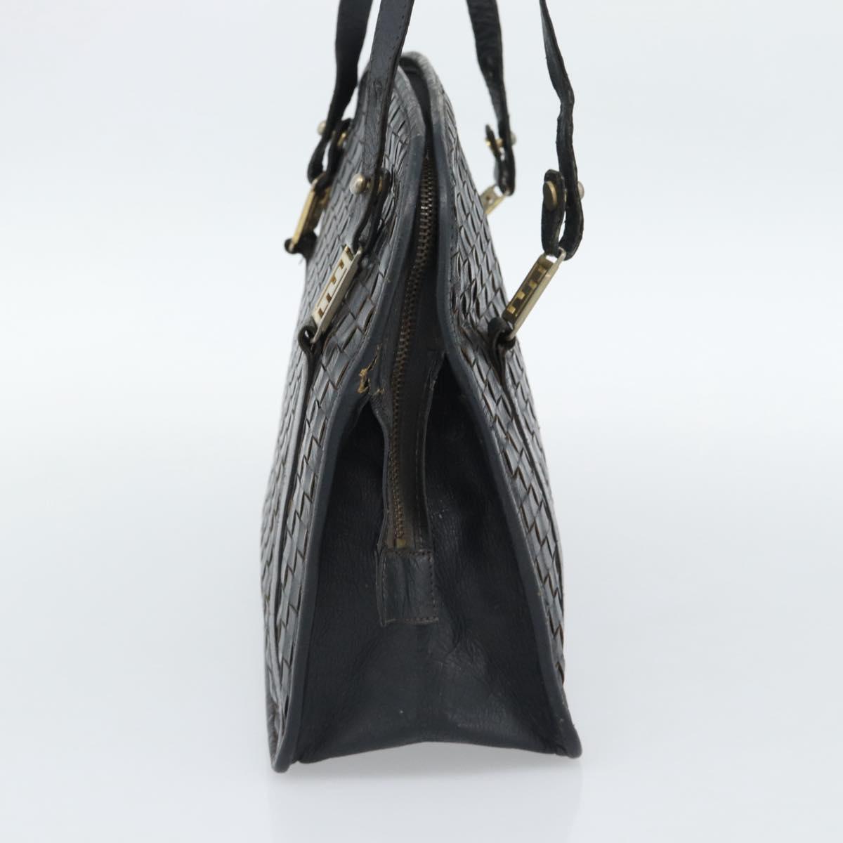 FENDI Shoulder Bag Leather Black Gold Auth bs35826