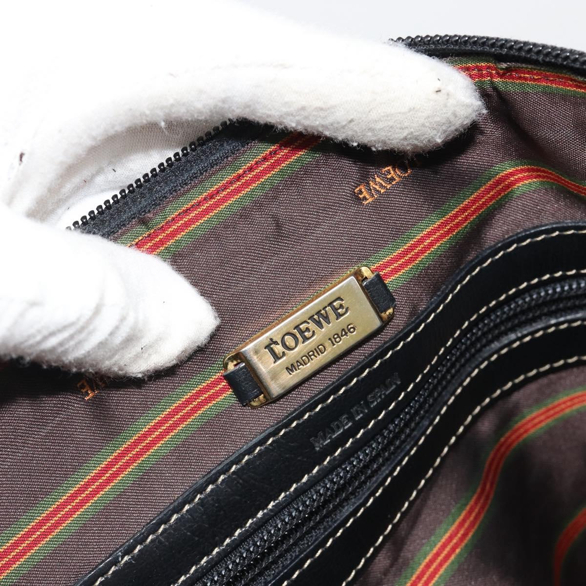 LOEWE Tote Bag Leather Dark Brown Gold Auth bs35829A