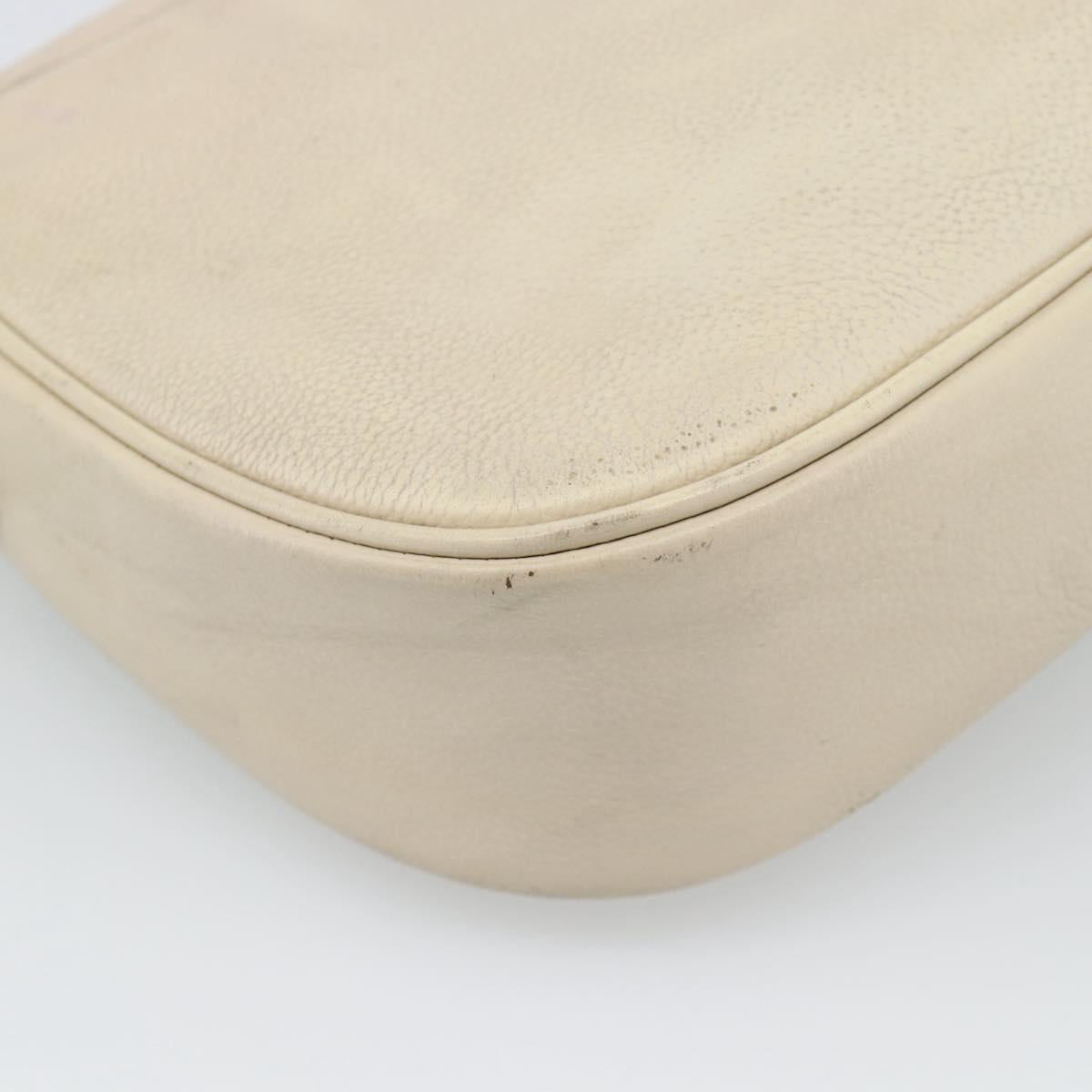 SAINT LAURENT Shoulder Bag Leather Beige Gold Auth bs35833
