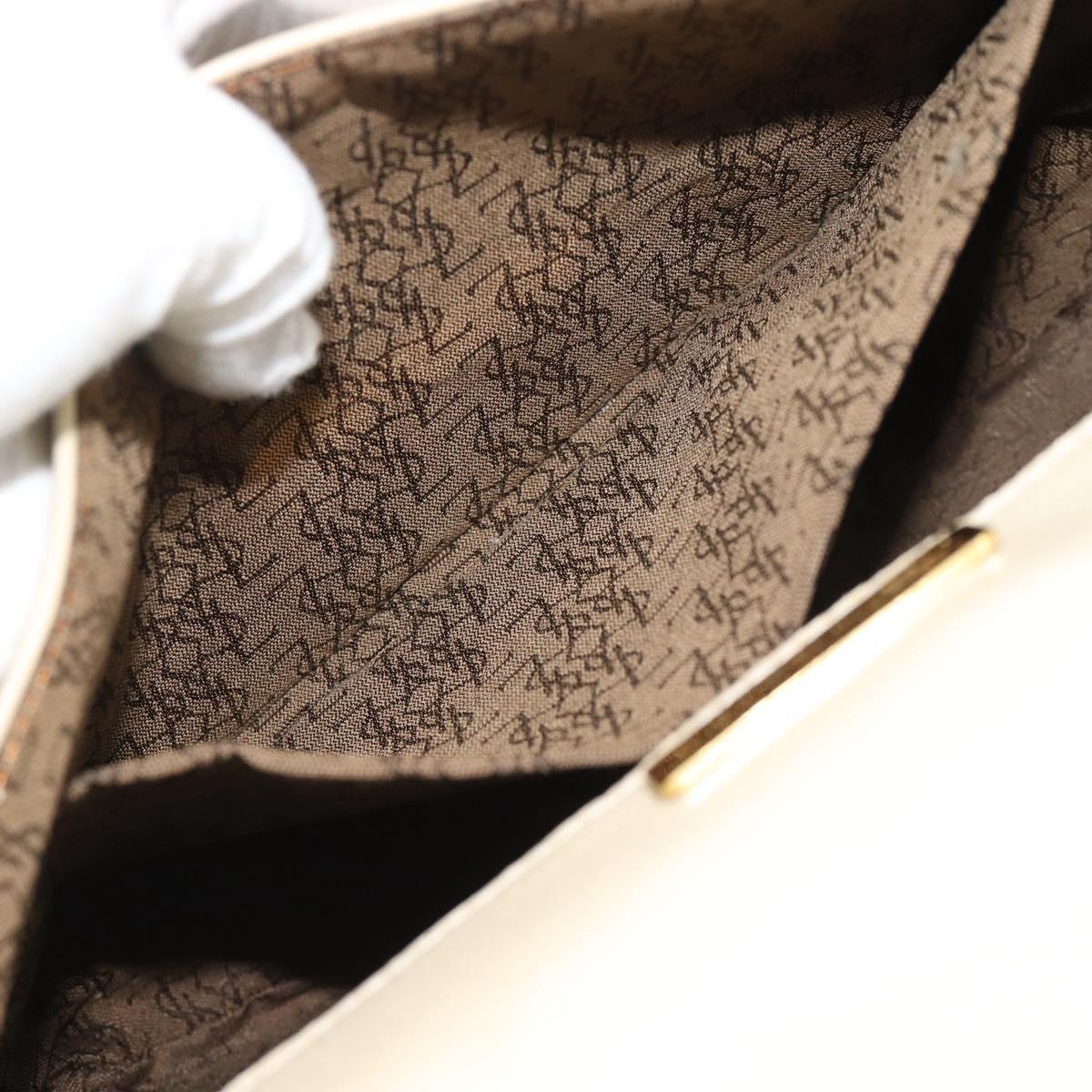 SAINT LAURENT Shoulder Bag Leather Beige Gold Auth bs35833