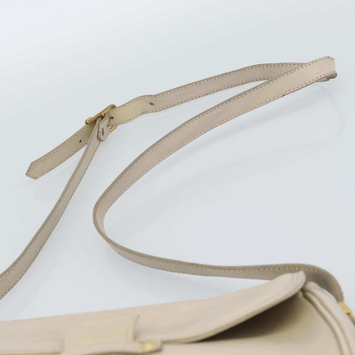 SAINT LAURENT Shoulder Bag Leather Beige Gold Auth bs35833