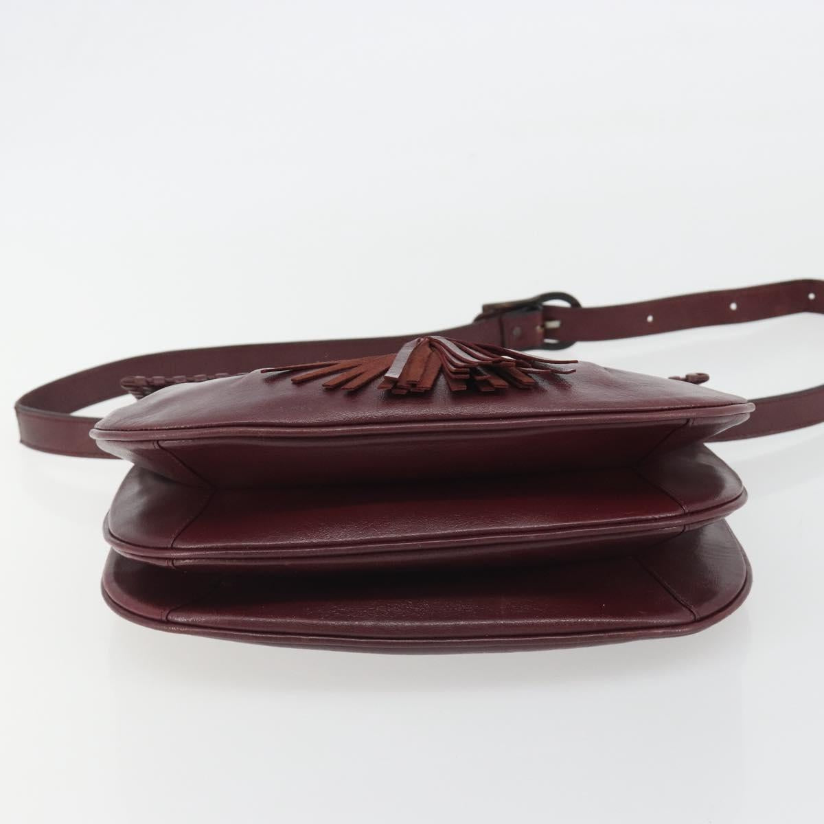SAINT LAURENT Shoulder Bag Leather Bordeaux Auth bs35835