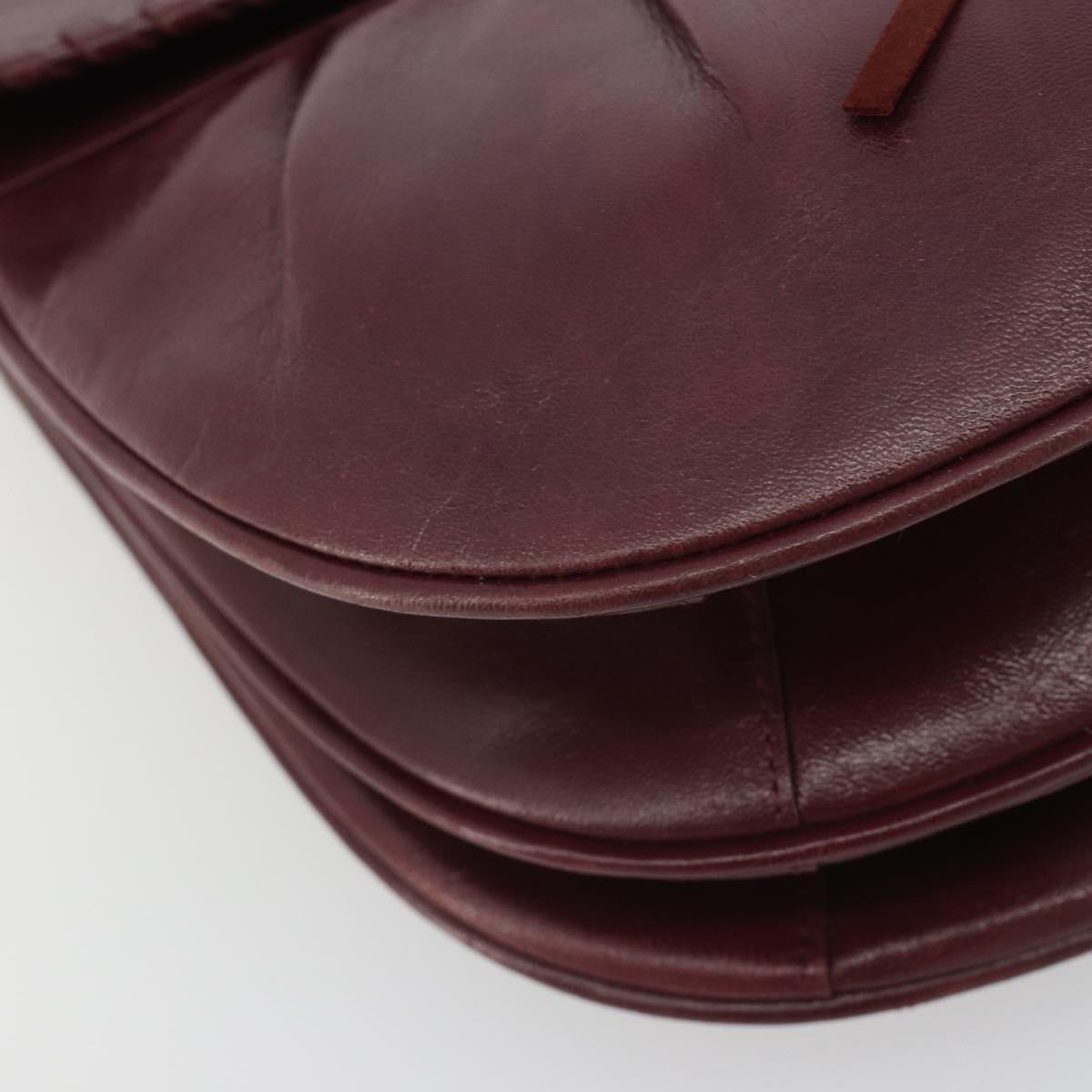 SAINT LAURENT Shoulder Bag Leather Bordeaux Auth bs35835