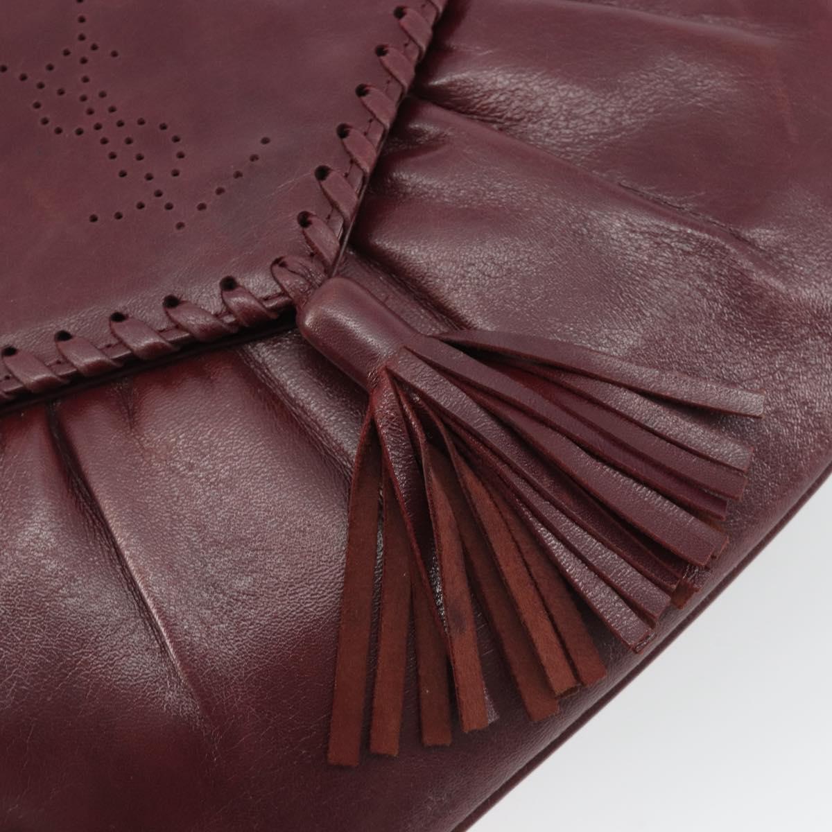 SAINT LAURENT Shoulder Bag Leather Bordeaux Auth bs35835