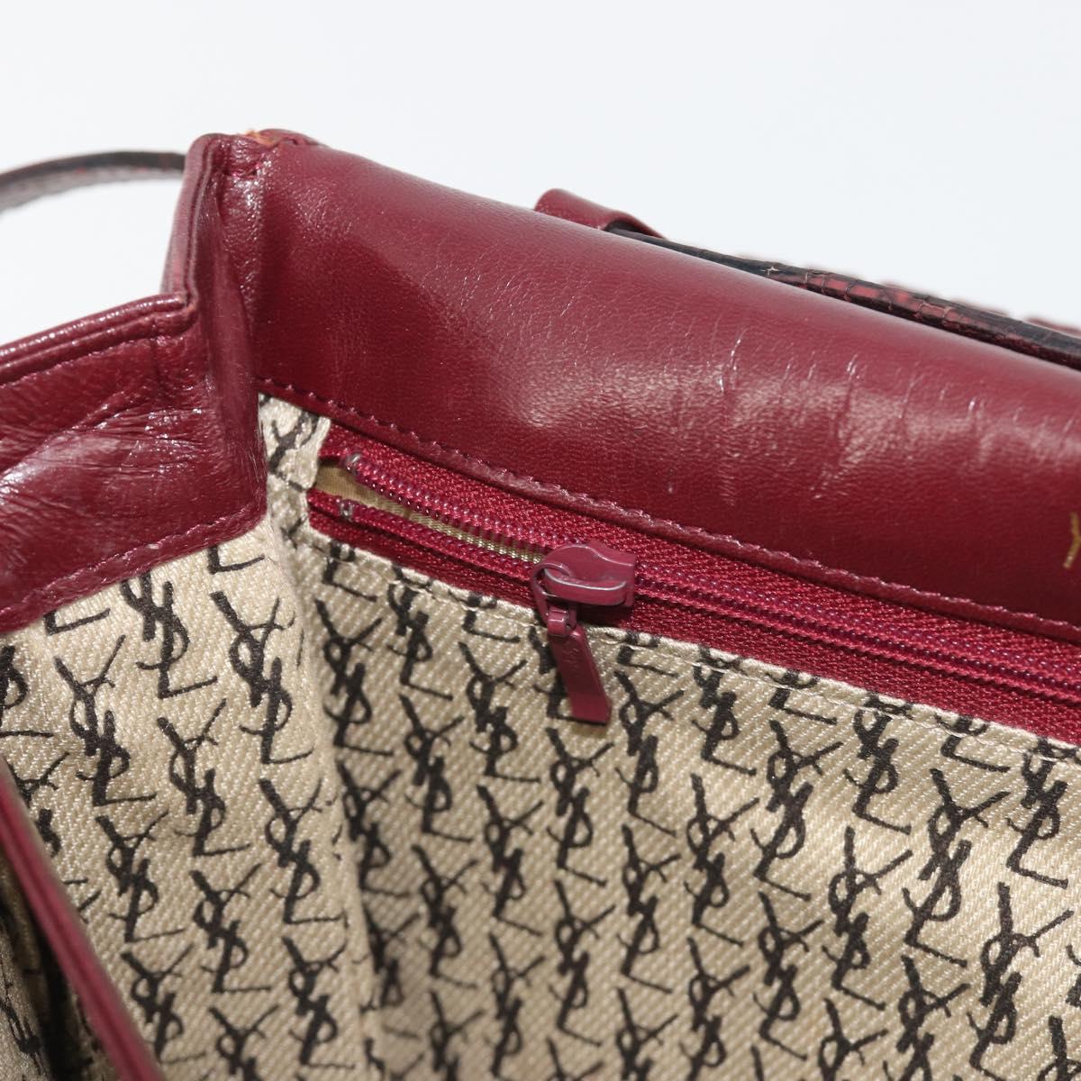 SAINT LAURENT Shoulder Bag Leather Bordeaux Auth bs35835