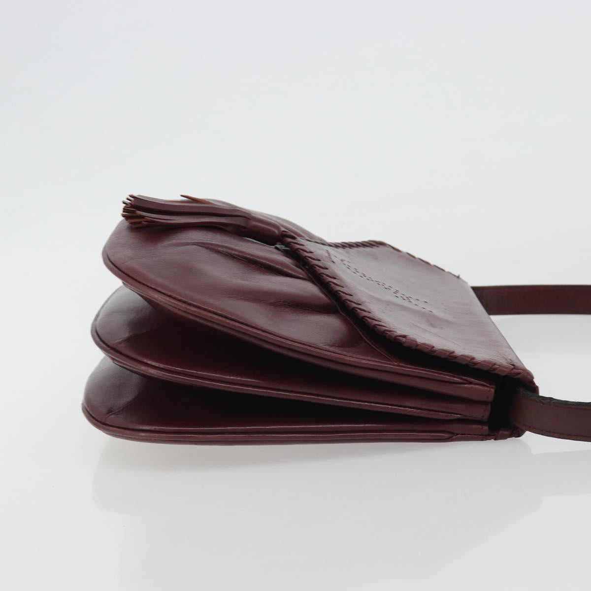 SAINT LAURENT Shoulder Bag Leather Bordeaux Auth bs35835