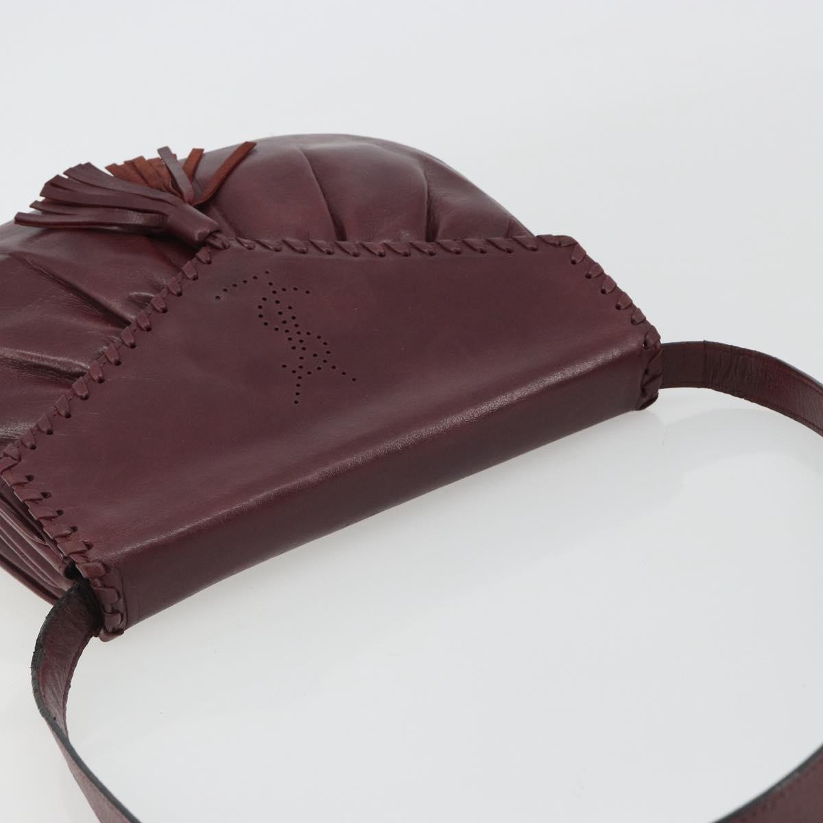 SAINT LAURENT Shoulder Bag Leather Bordeaux Auth bs35835