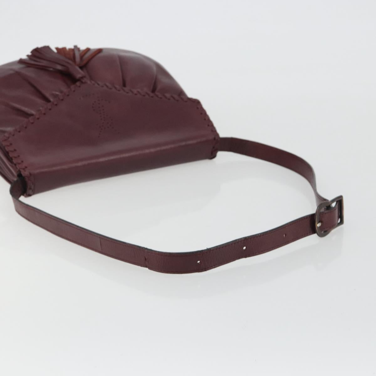 SAINT LAURENT Shoulder Bag Leather Bordeaux Auth bs35835