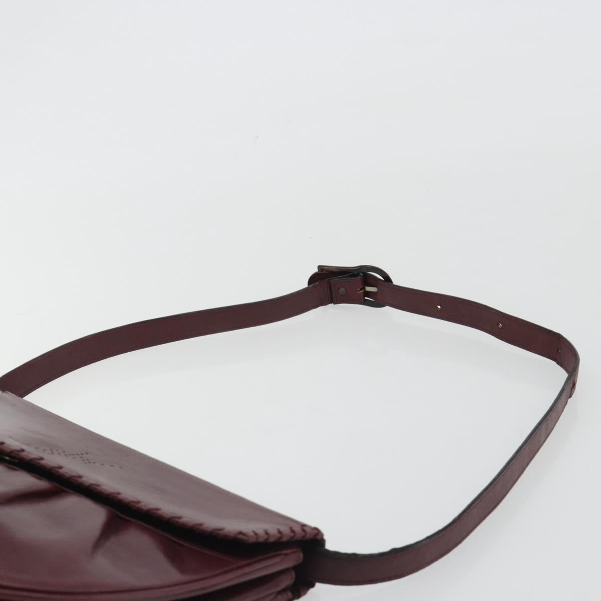 SAINT LAURENT Shoulder Bag Leather Bordeaux Auth bs35835