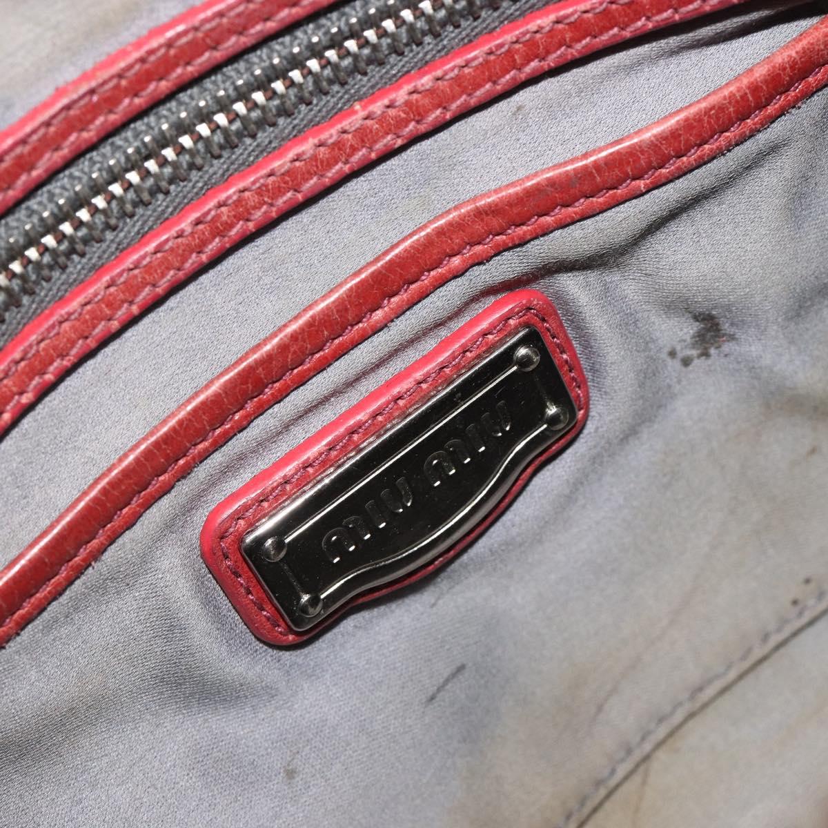 Miu Miu Hand Bag Leather Red Silver Auth bs35836
