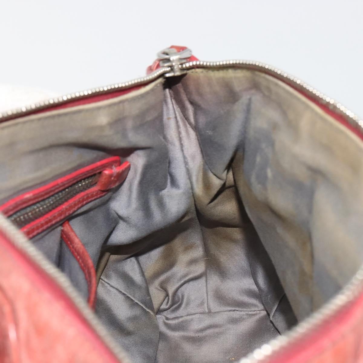 Miu Miu Hand Bag Leather Red Silver Auth bs35836