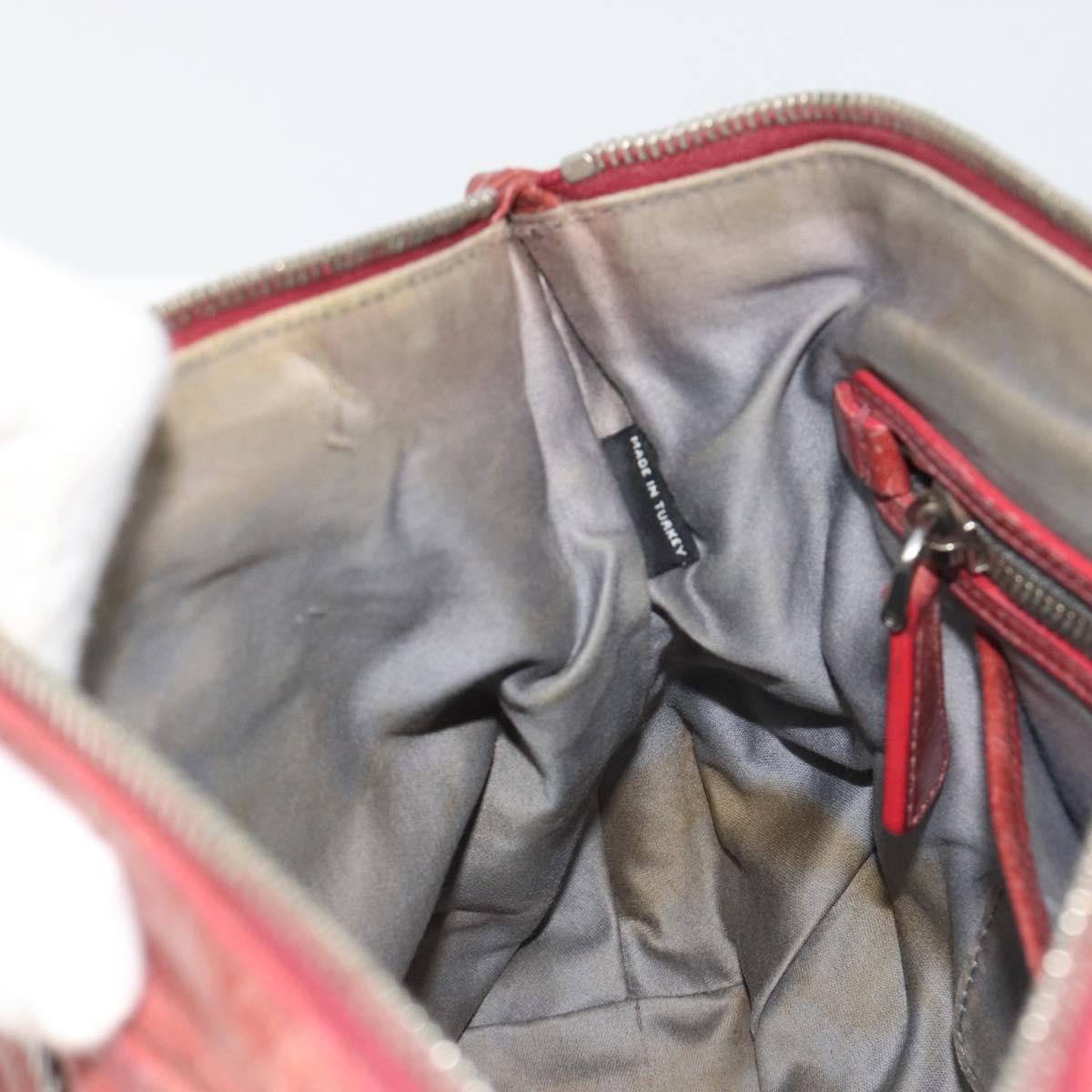 Miu Miu Hand Bag Leather Red Silver Auth bs35836