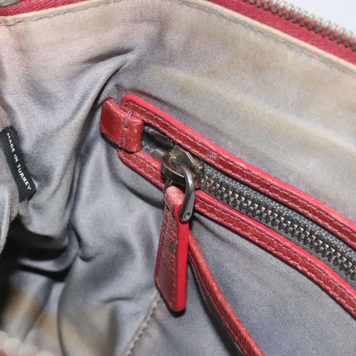 Miu Miu Hand Bag Leather Red Silver Auth bs35836
