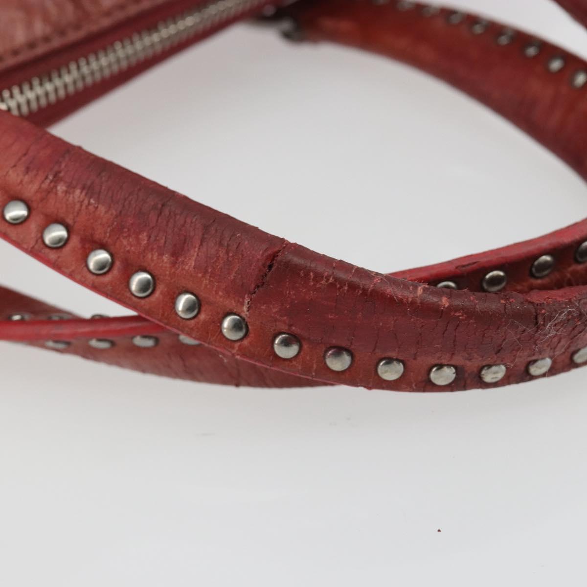 Miu Miu Hand Bag Leather Red Silver Auth bs35836