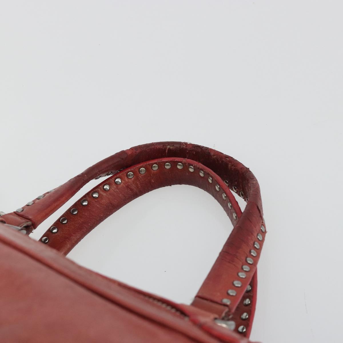 Miu Miu Hand Bag Leather Red Silver Auth bs35836