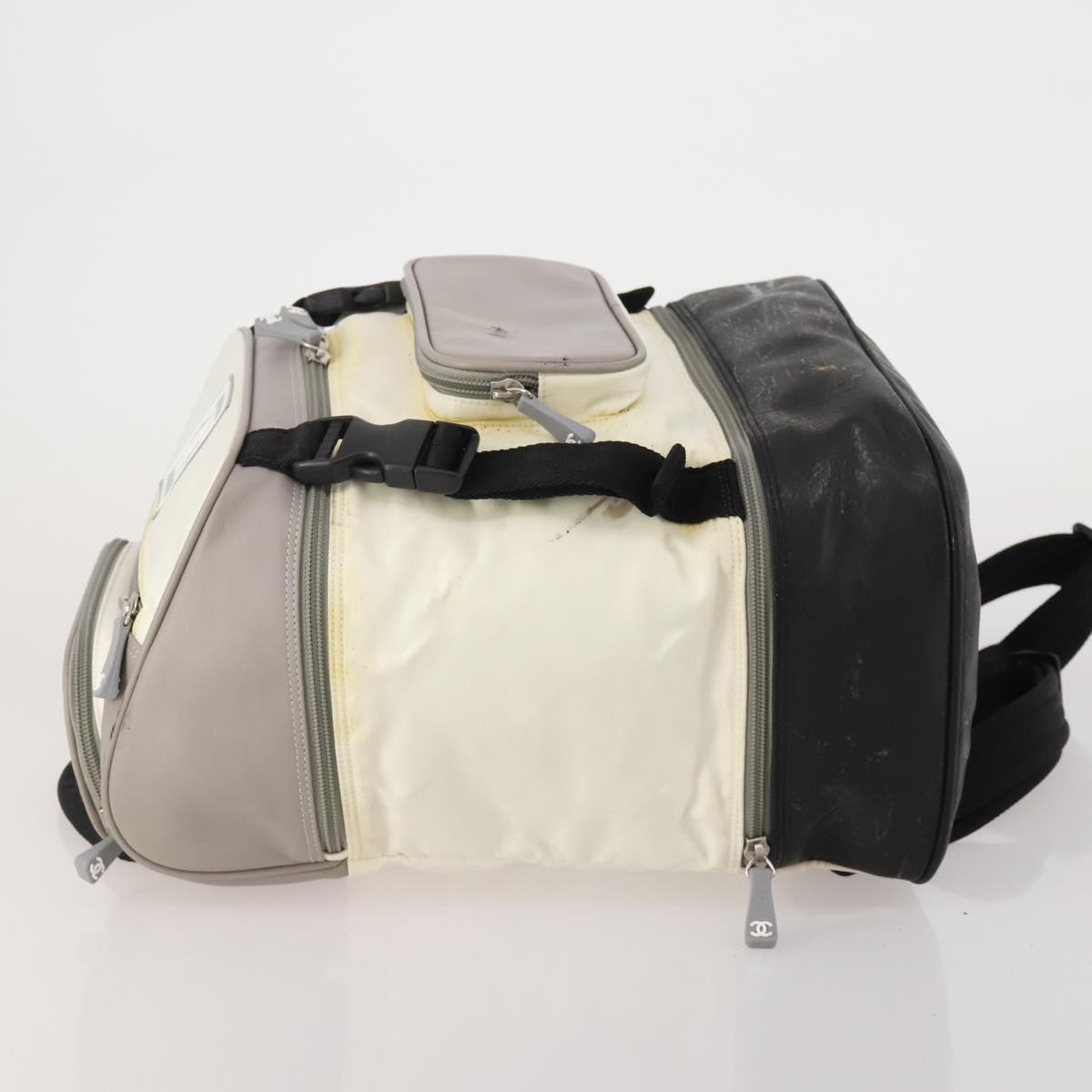 CHANEL Sports Line Backpack White Gray CC Auth bs35854