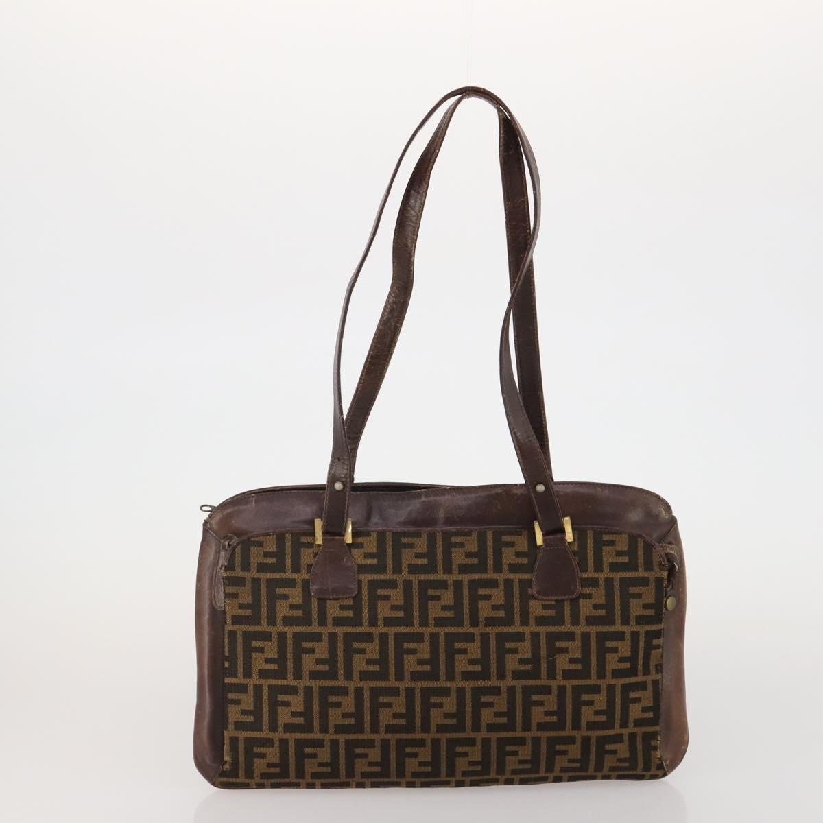 FENDI Zucca Hand Bag Canvas 3 Set Brown Auth bs35855
