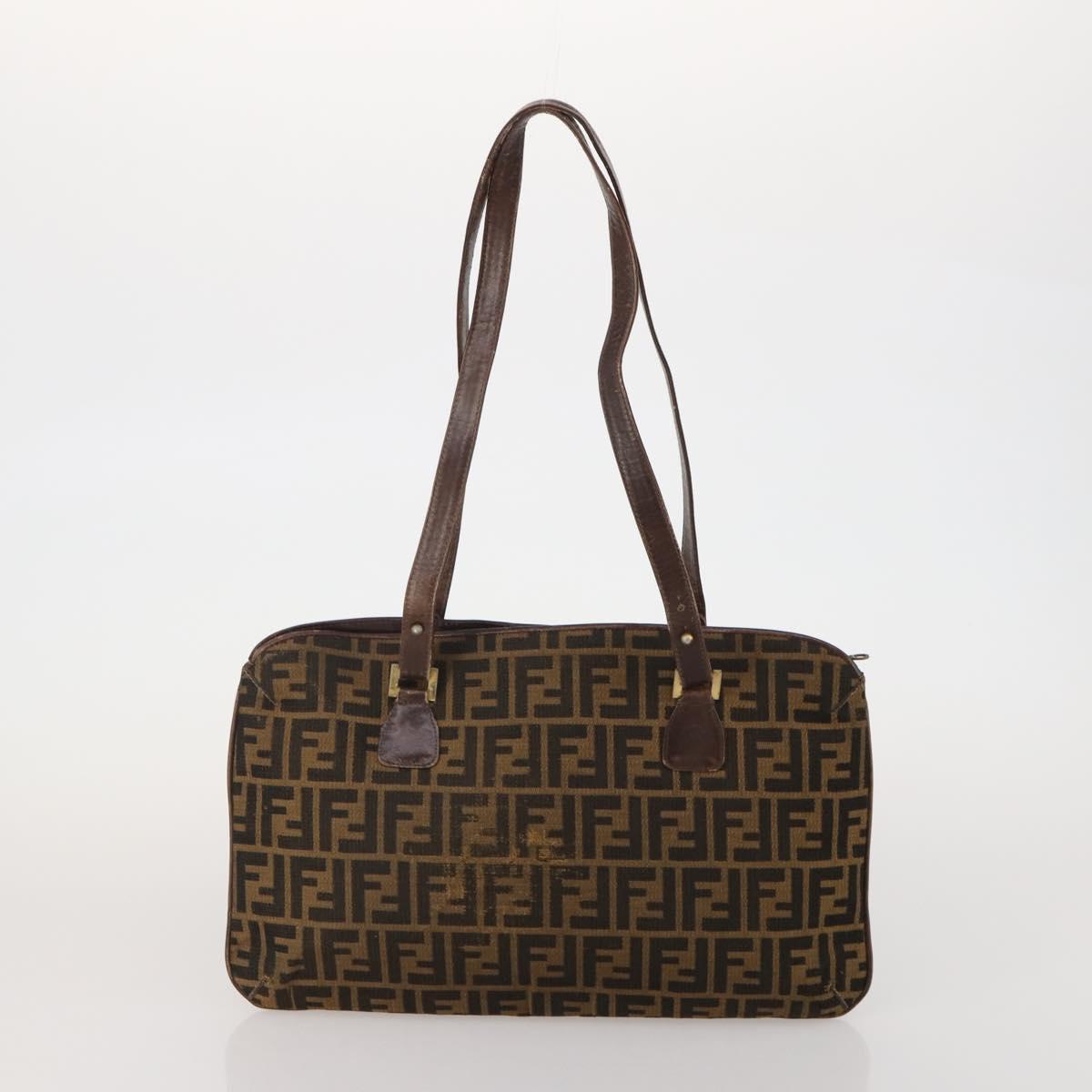 FENDI Zucca Hand Bag Canvas 3 Set Brown Auth bs35855
