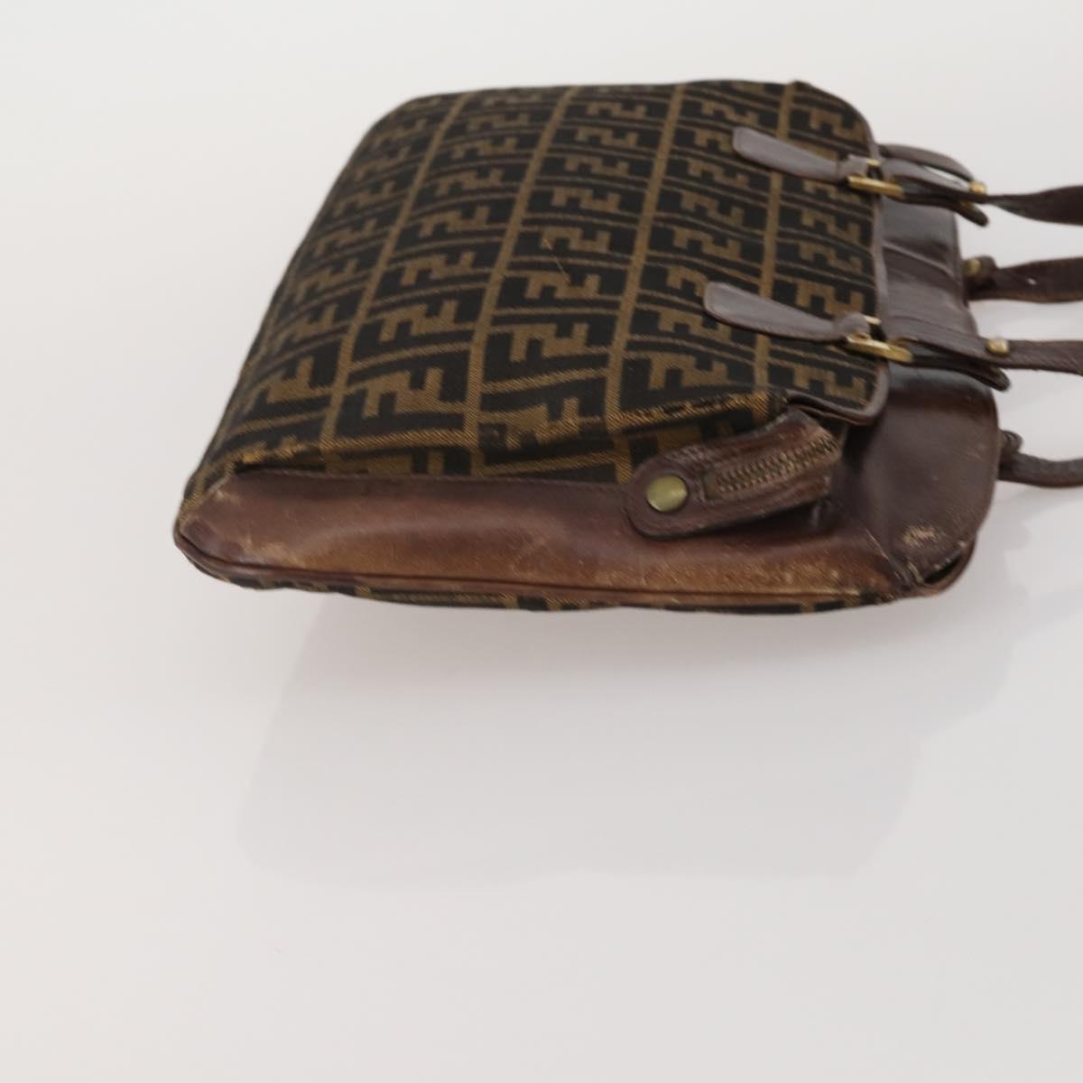 FENDI Zucca Hand Bag Canvas 3 Set Brown Auth bs35855