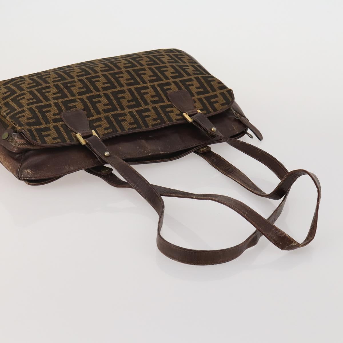 FENDI Zucca Hand Bag Canvas 3 Set Brown Auth bs35855
