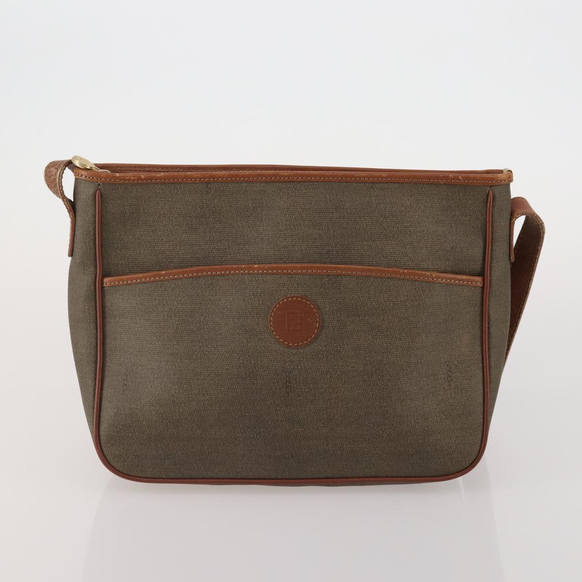 FENDI Zucca Hand Bag Canvas 3 Set Brown Auth bs35855
