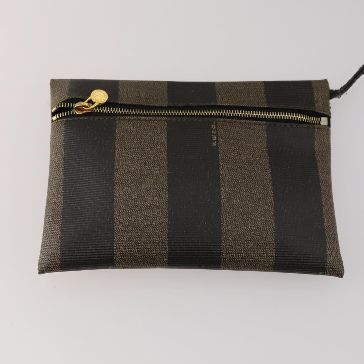 FENDI Pecan Shoulder Bag PVC 2 Set Brown Black Auth bs35857