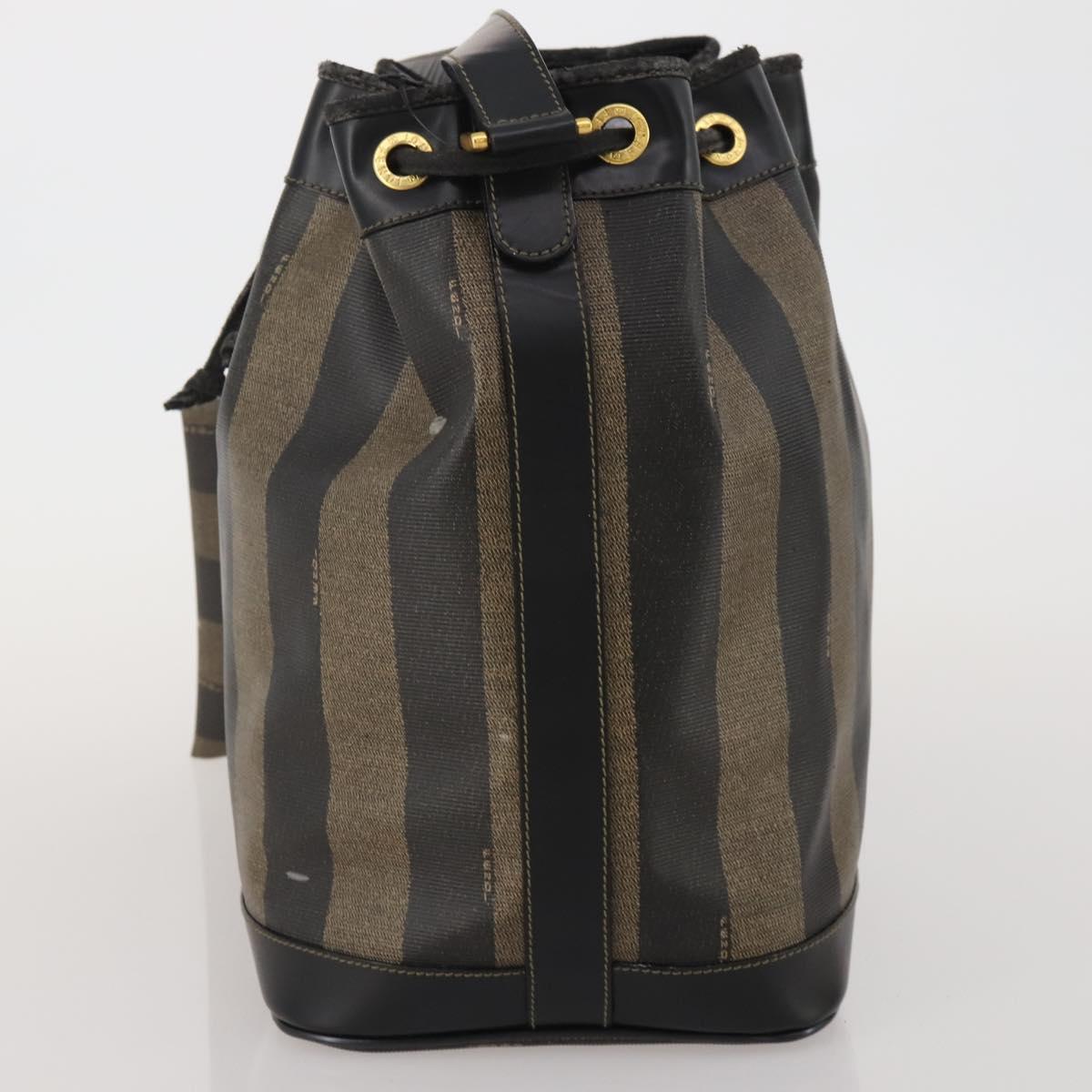 FENDI Pecan Shoulder Bag PVC 2 Set Brown Black Auth bs35857