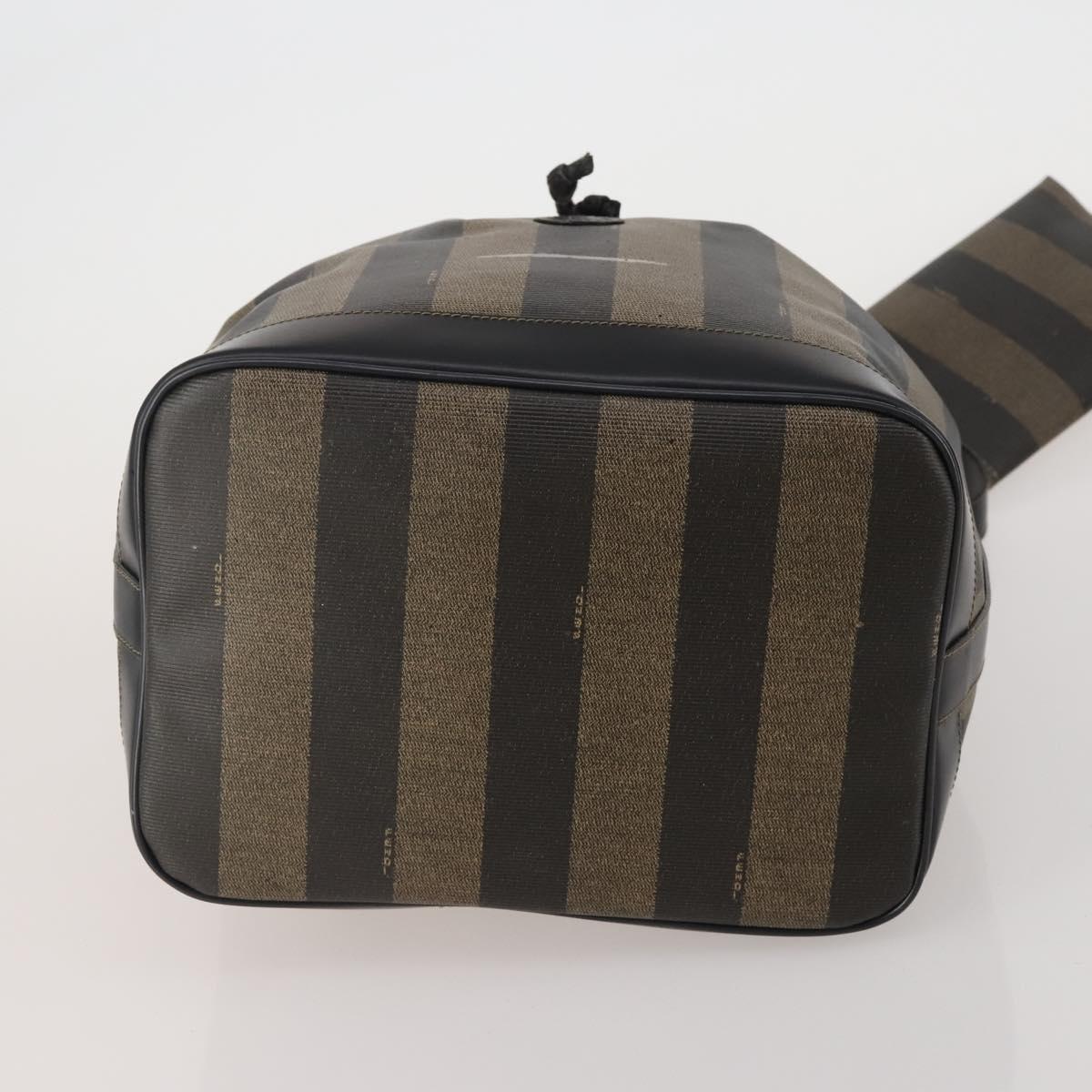 FENDI Pecan Shoulder Bag PVC 2 Set Brown Black Auth bs35857