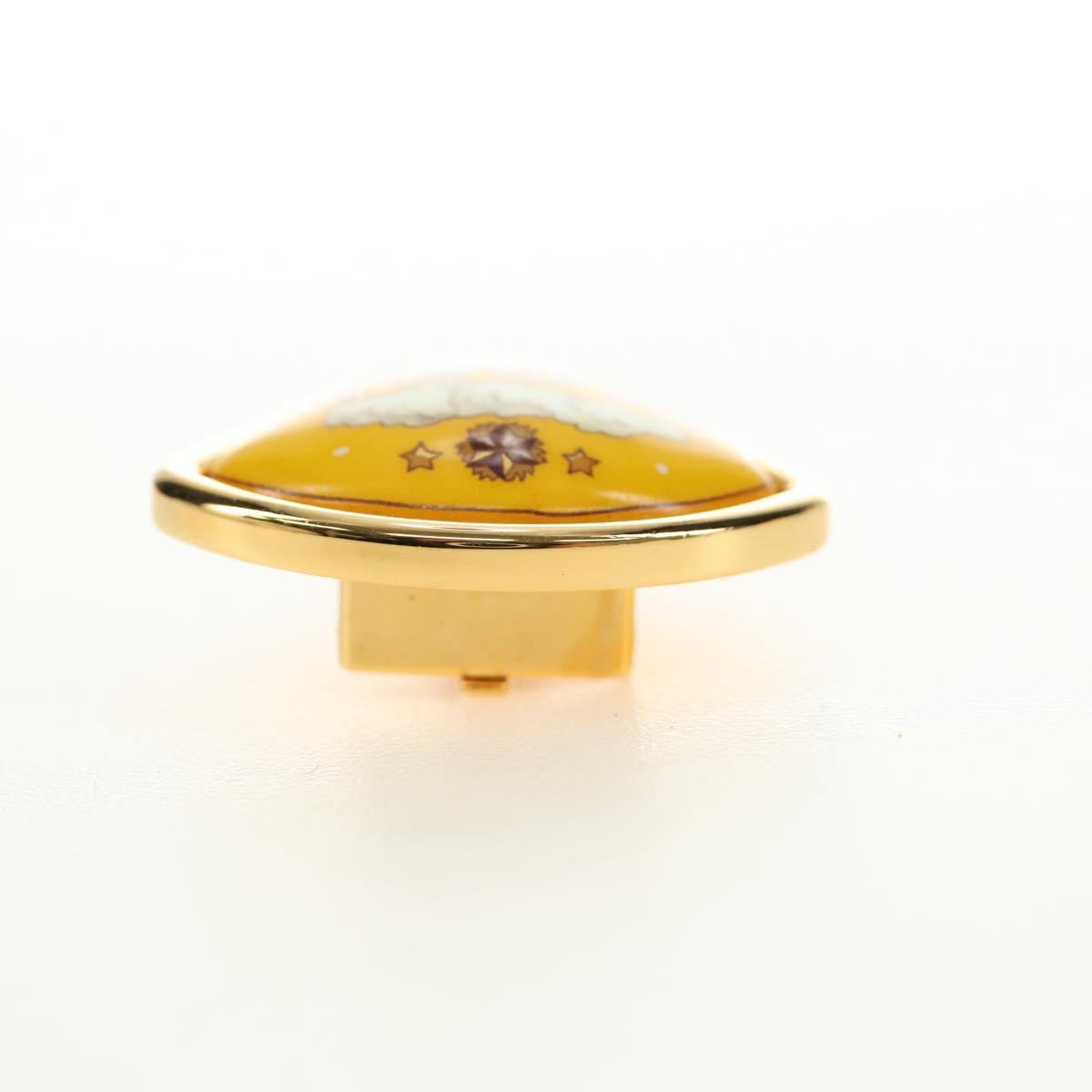 HERMES Earring Metal Gold Yellow Auth bs35859M