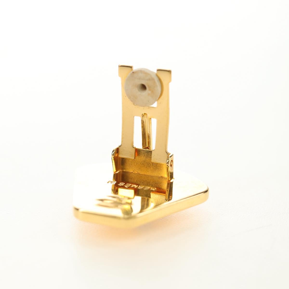 HERMES Earring Metal Gold Yellow Auth bs35859M
