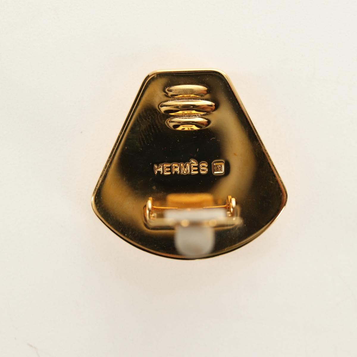 HERMES Earring Metal Gold Yellow Auth bs35859M