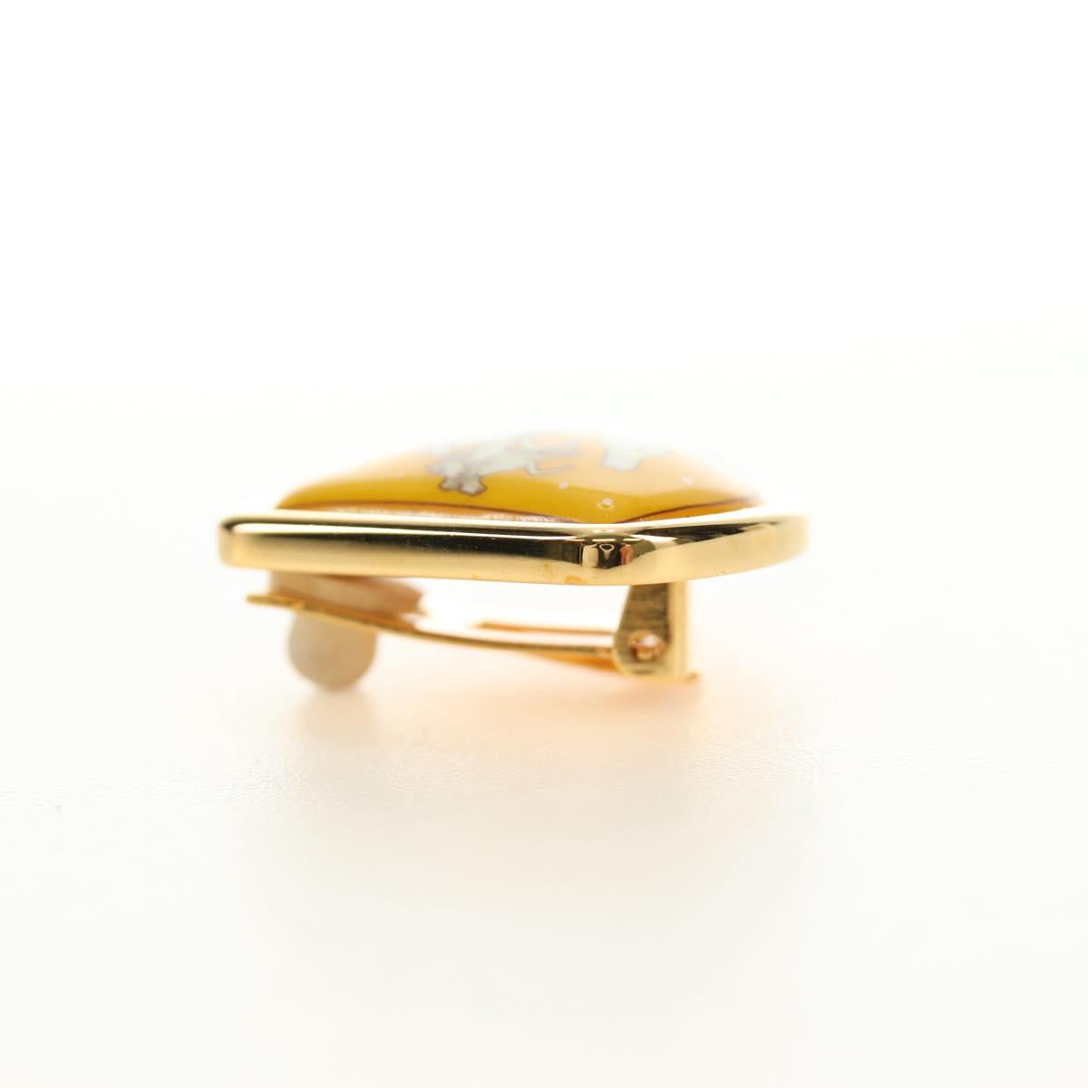 HERMES Earring Metal Gold Yellow Auth bs35859M