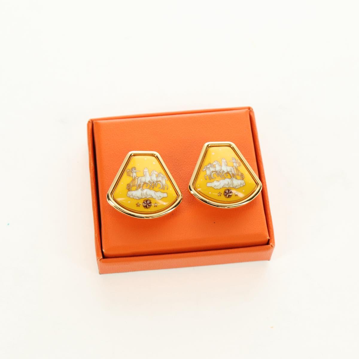 HERMES Earring Metal Gold Yellow Auth bs35859M